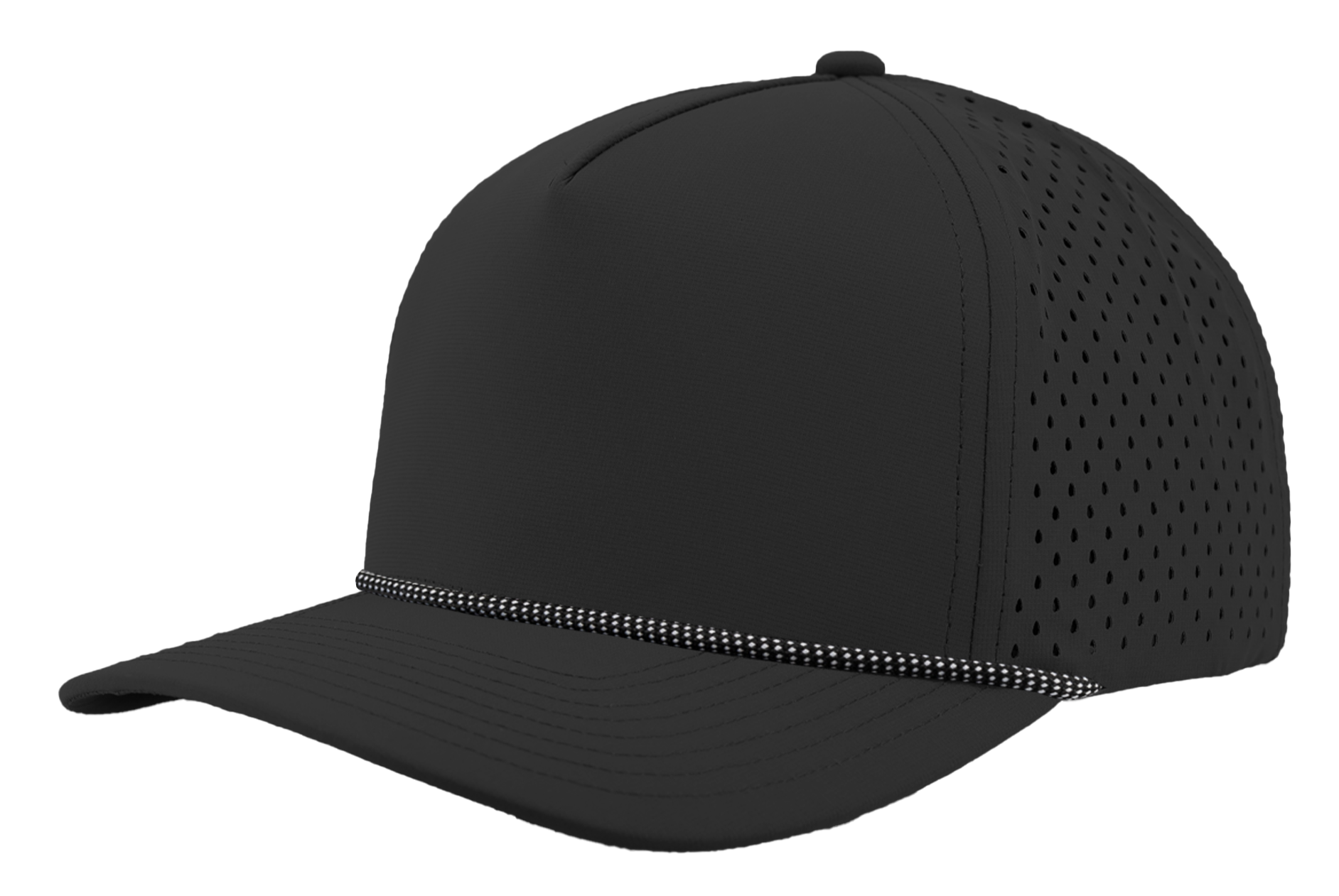 Custom Hat black grid rope snapback hat front side view zapped headwear blackhawk r+
