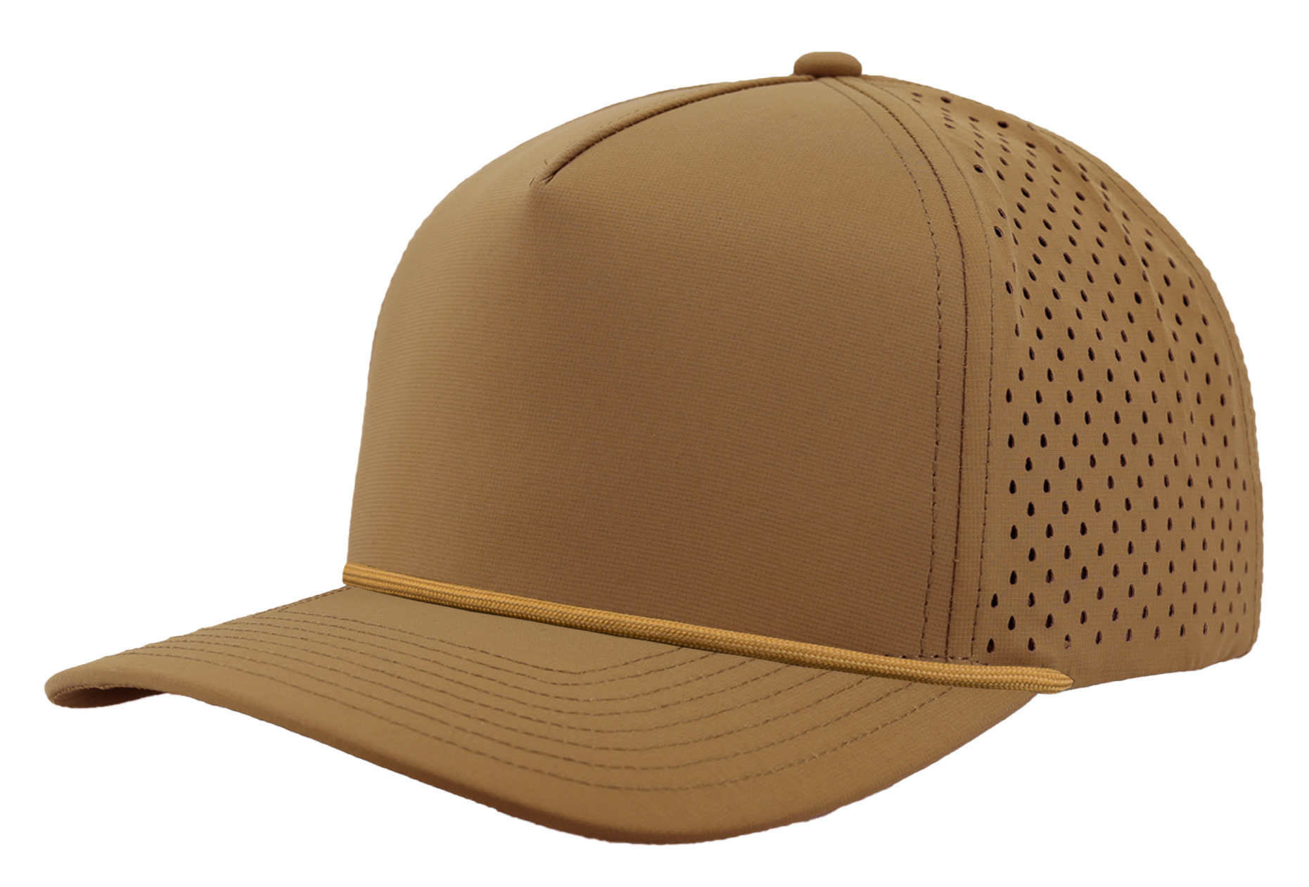 Custom Hat caramel rope snapback hat front side view zapped headwear blackhawk r+