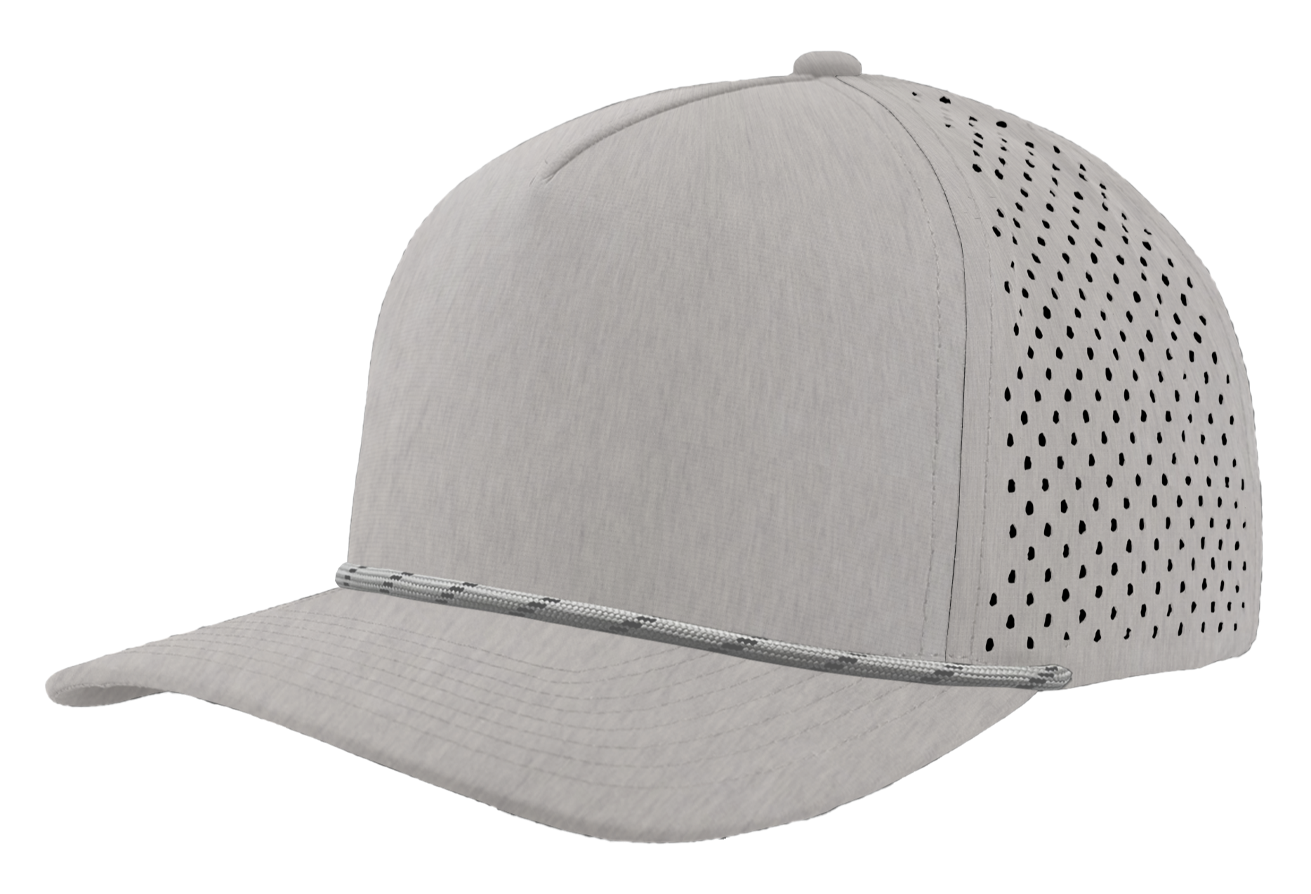 Custom Hat heather grey twisted rope snapback hat front side view zapped headwear blackhawk r+