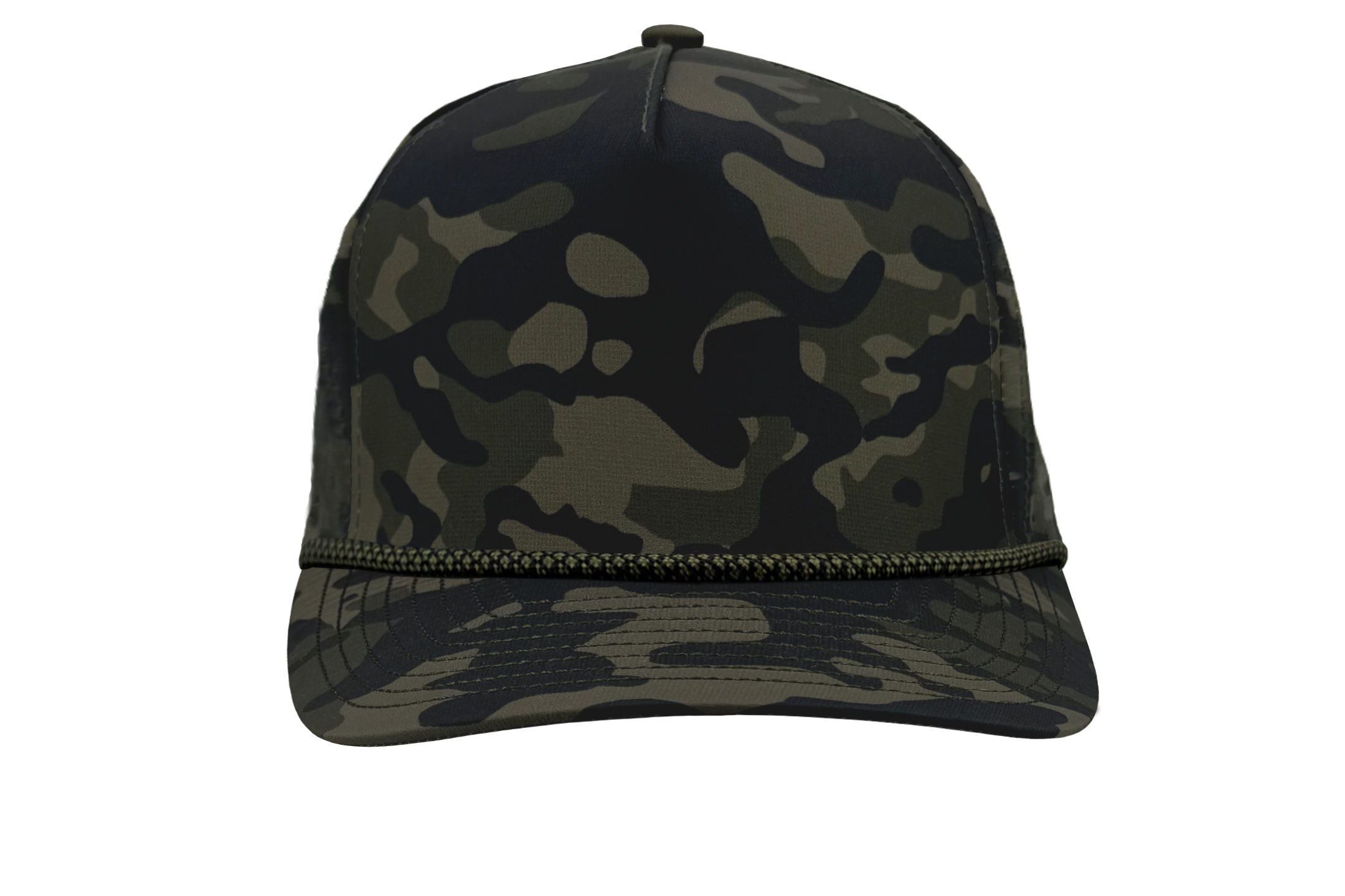 custom camo rope hat blackhawk 5 panel front