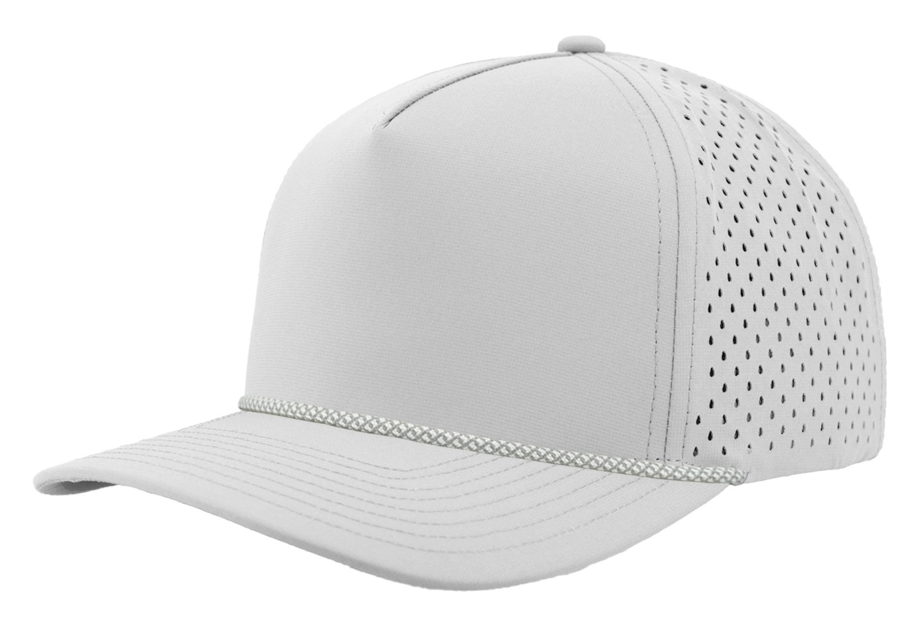 Custom Hat off white grey chainlink rope snapback hat front side view zapped headwear blackhawk r+