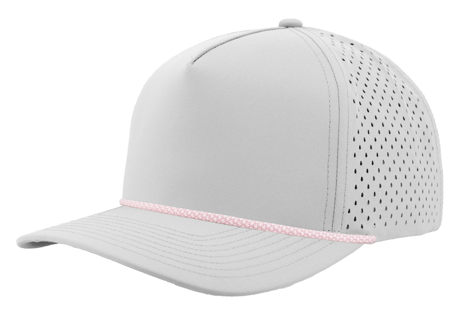 Custom Hat off white light pink chainlink rope snapback hat front side view zapped headwear blackhawk r+
