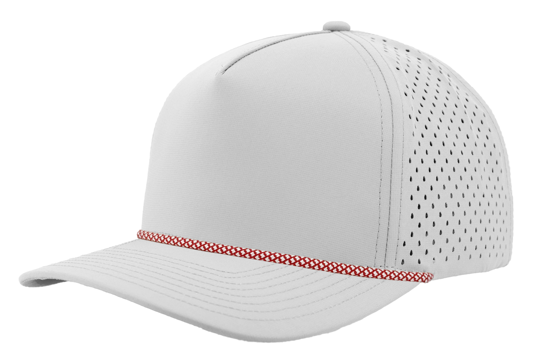 Custom Hat off white red chainlink rope snapback hat front side view zapped headwear blackhawk r+