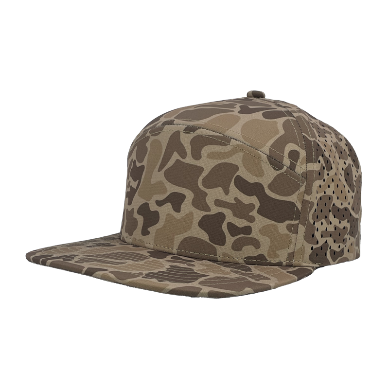 Brown old school camo osprey custom hat slant view