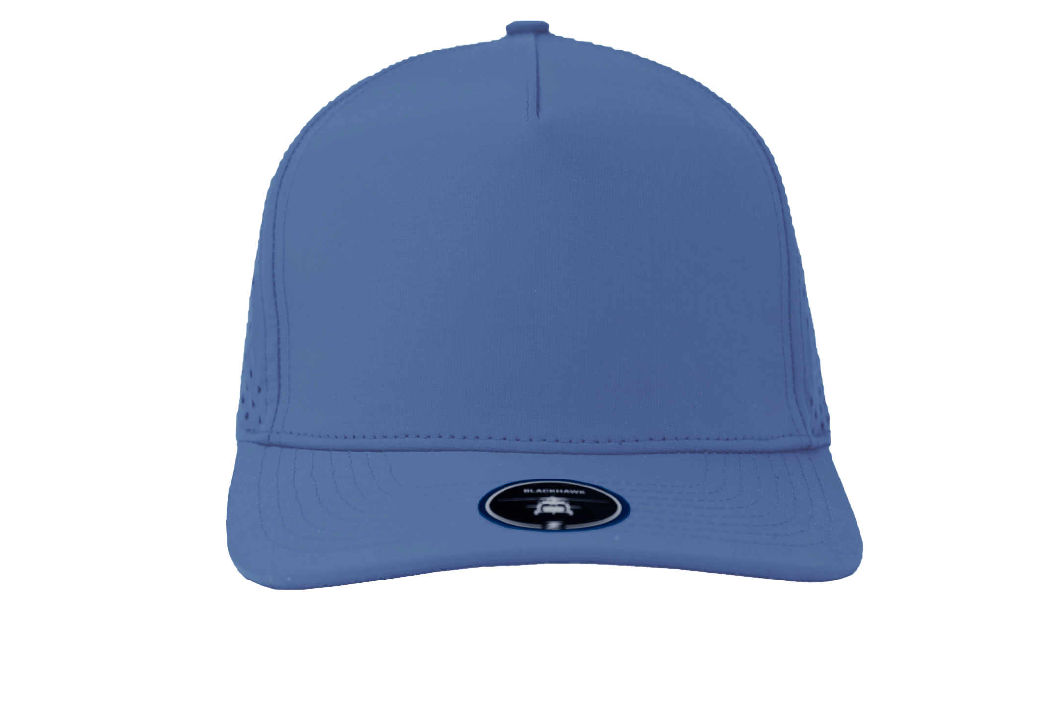 custom hat front view ocean blue blackhawk