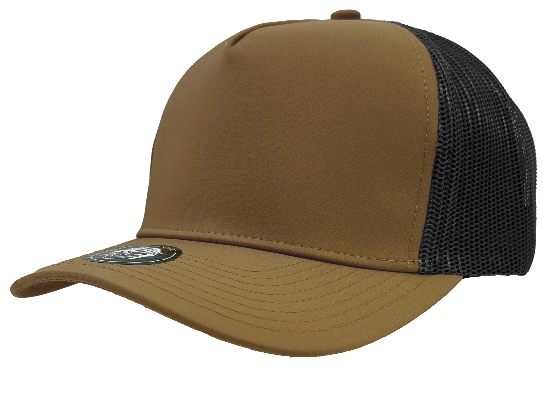 custom hat marine slant view caramel black mesh