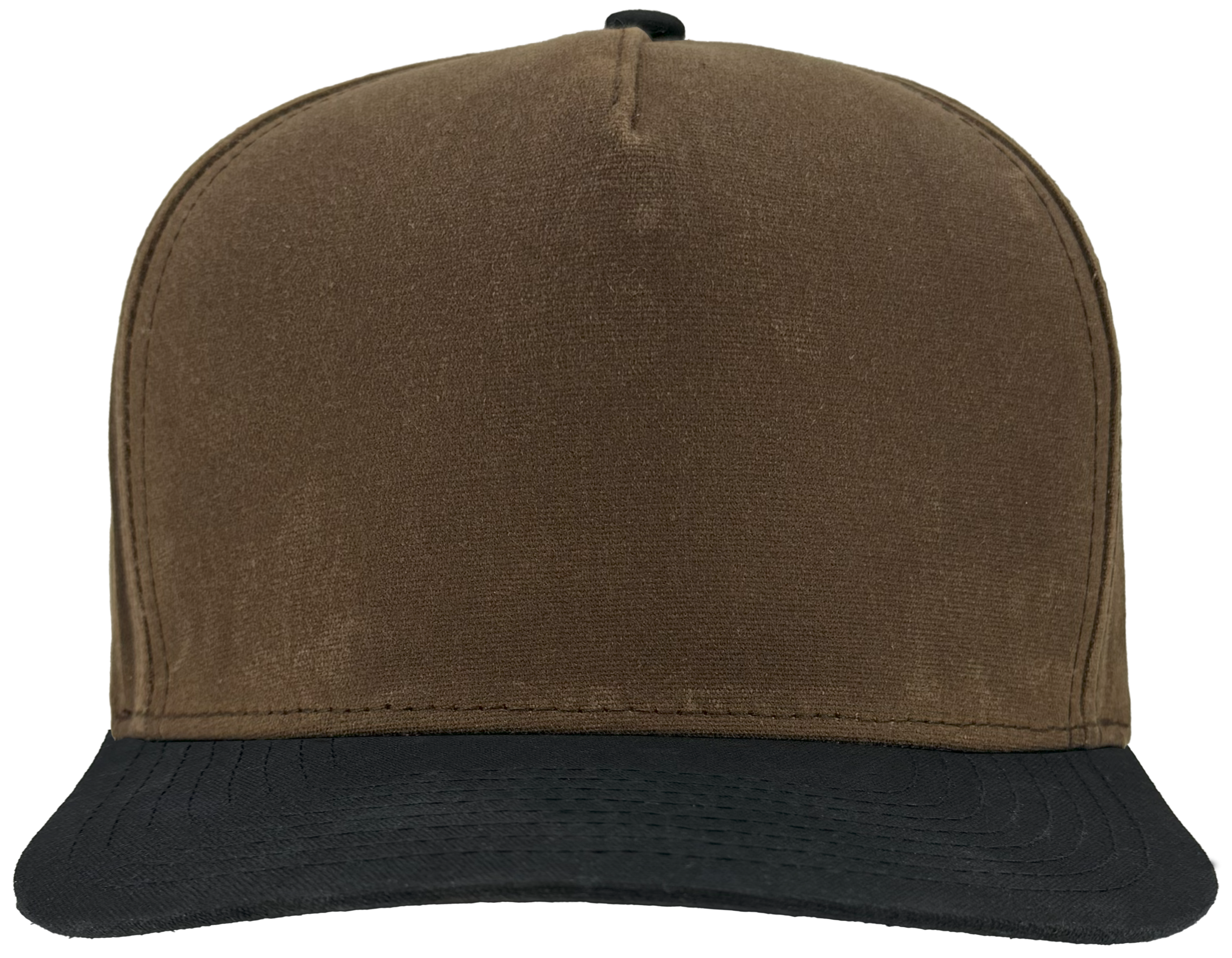 Customizable blank hat brown black waxed patriot front