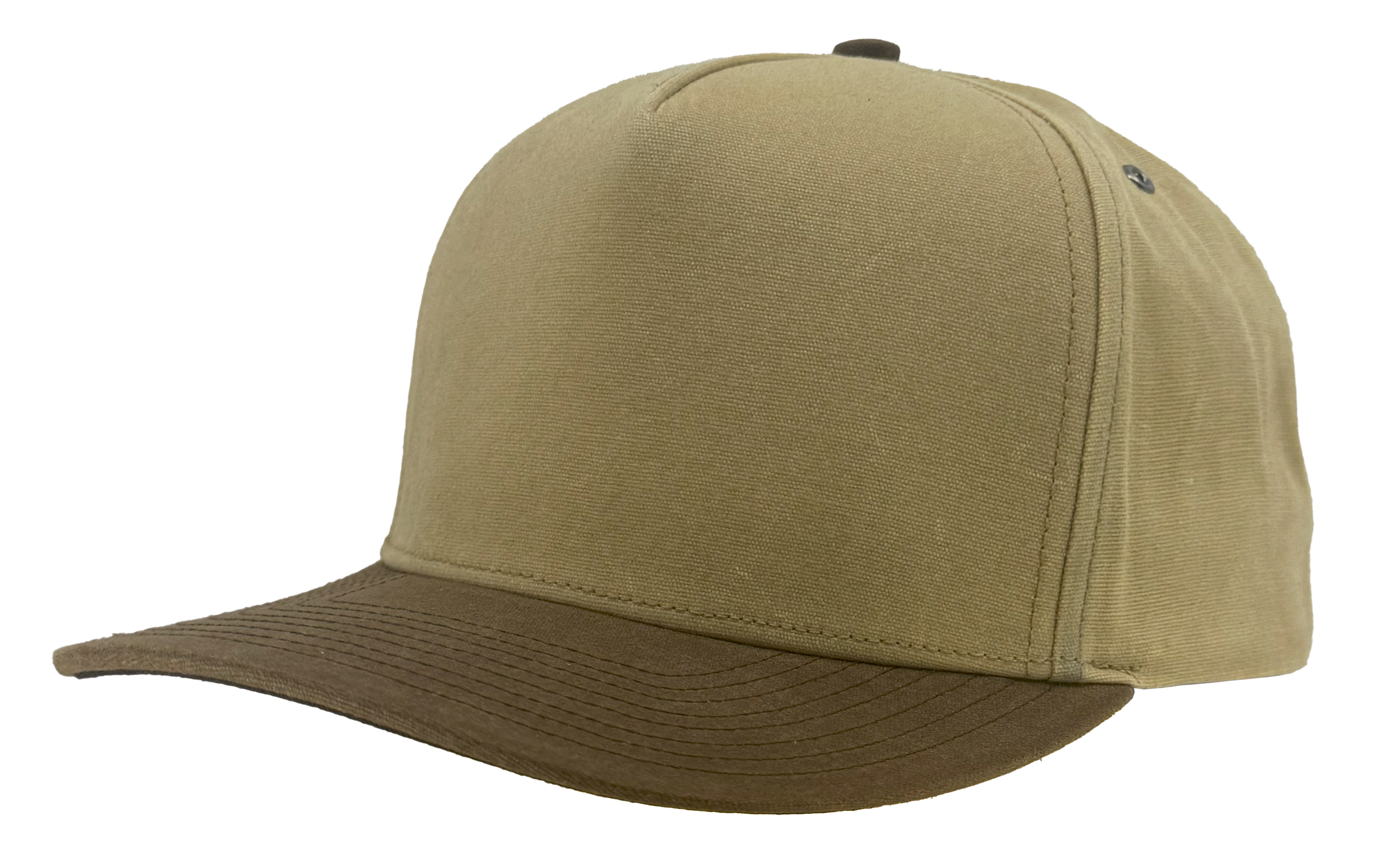 Customizable blank hat khaki brown waxed patriot front side
