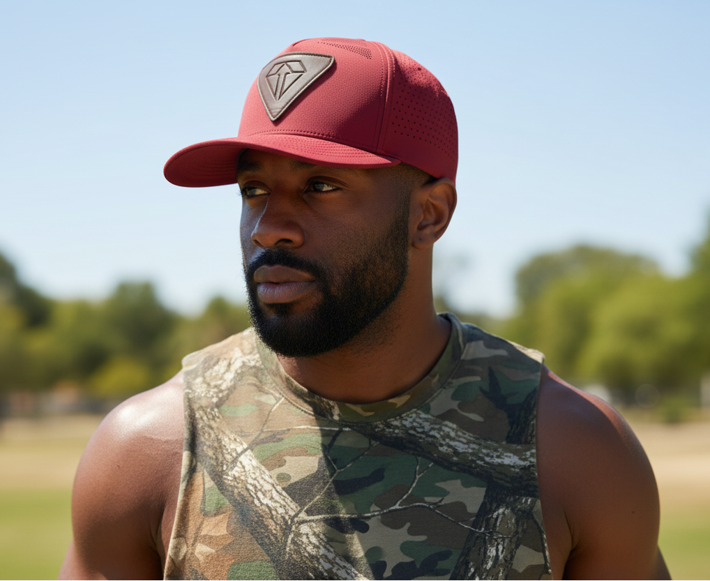 custom hat on athlete on sunny day