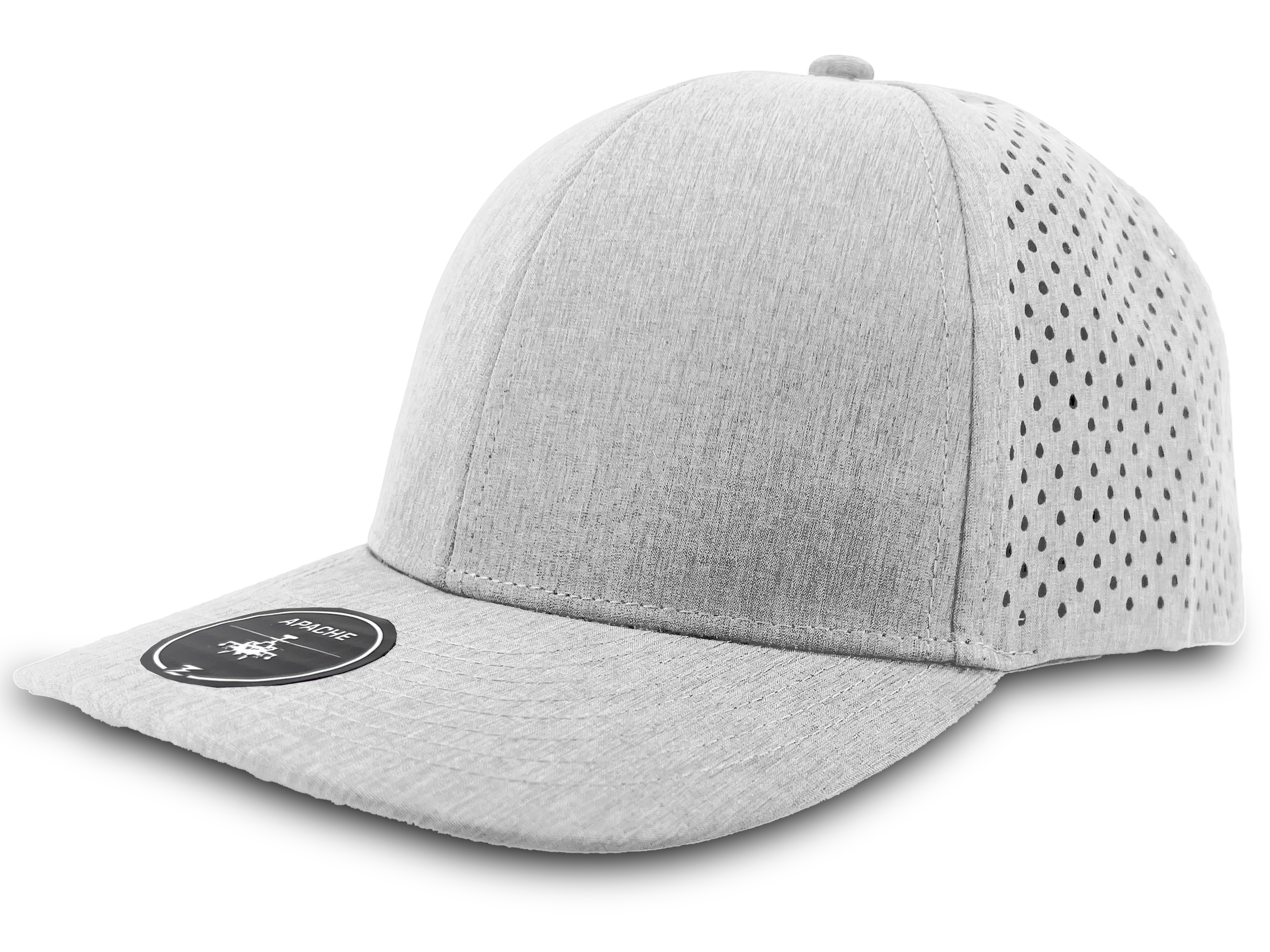 heather grey Custom Hat front side view apache perforated hat