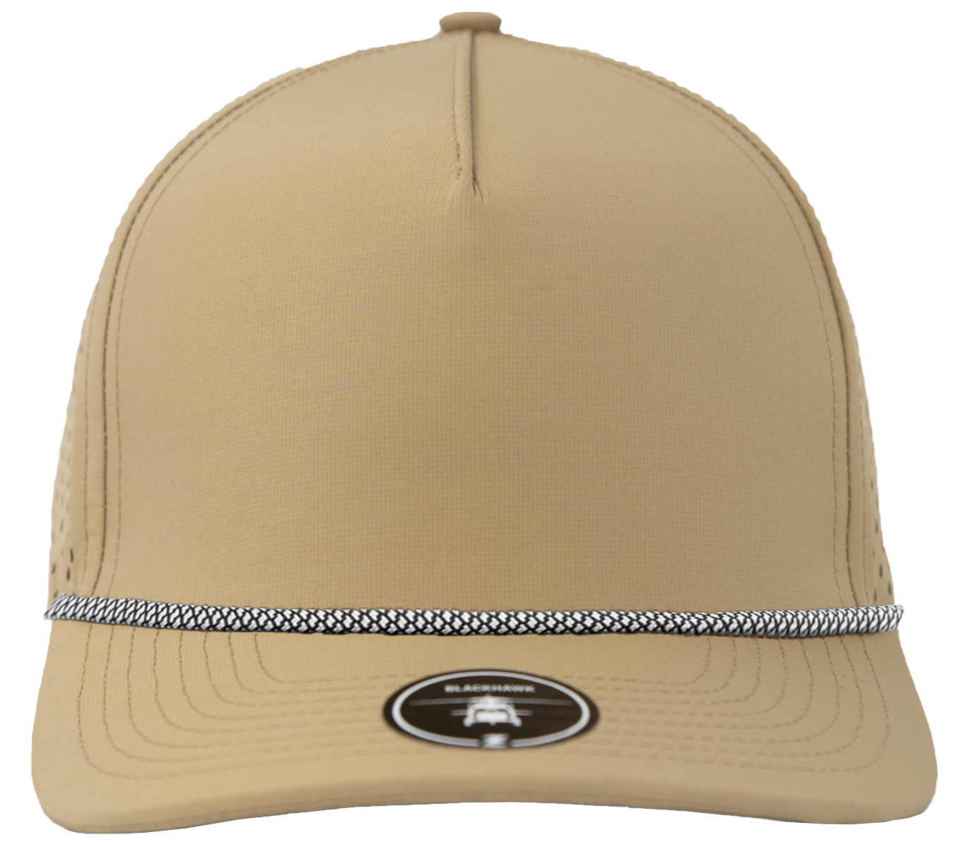 Khaki Blackhawk with white chainlink rope Custom Hat