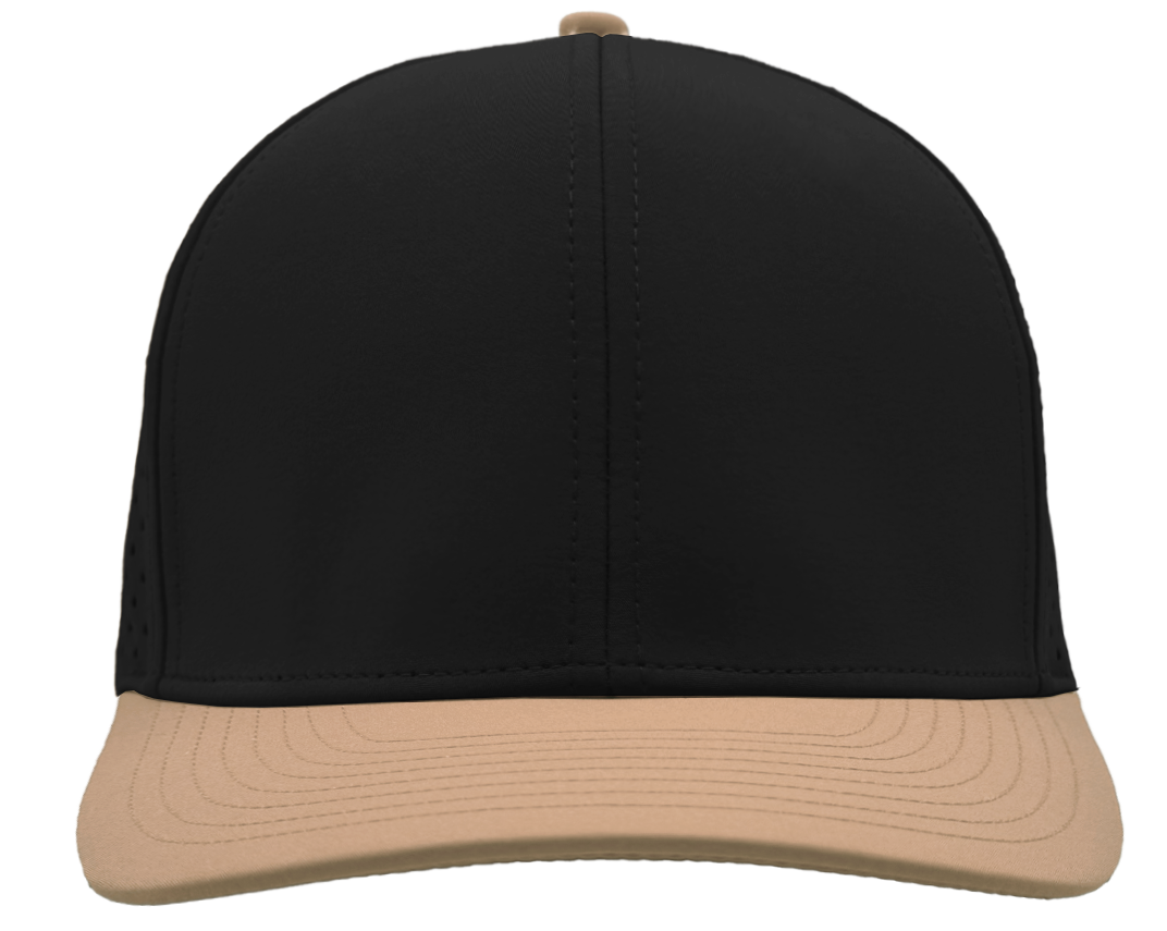 embroidered Custom Logo Hat 6 Panel black khaki