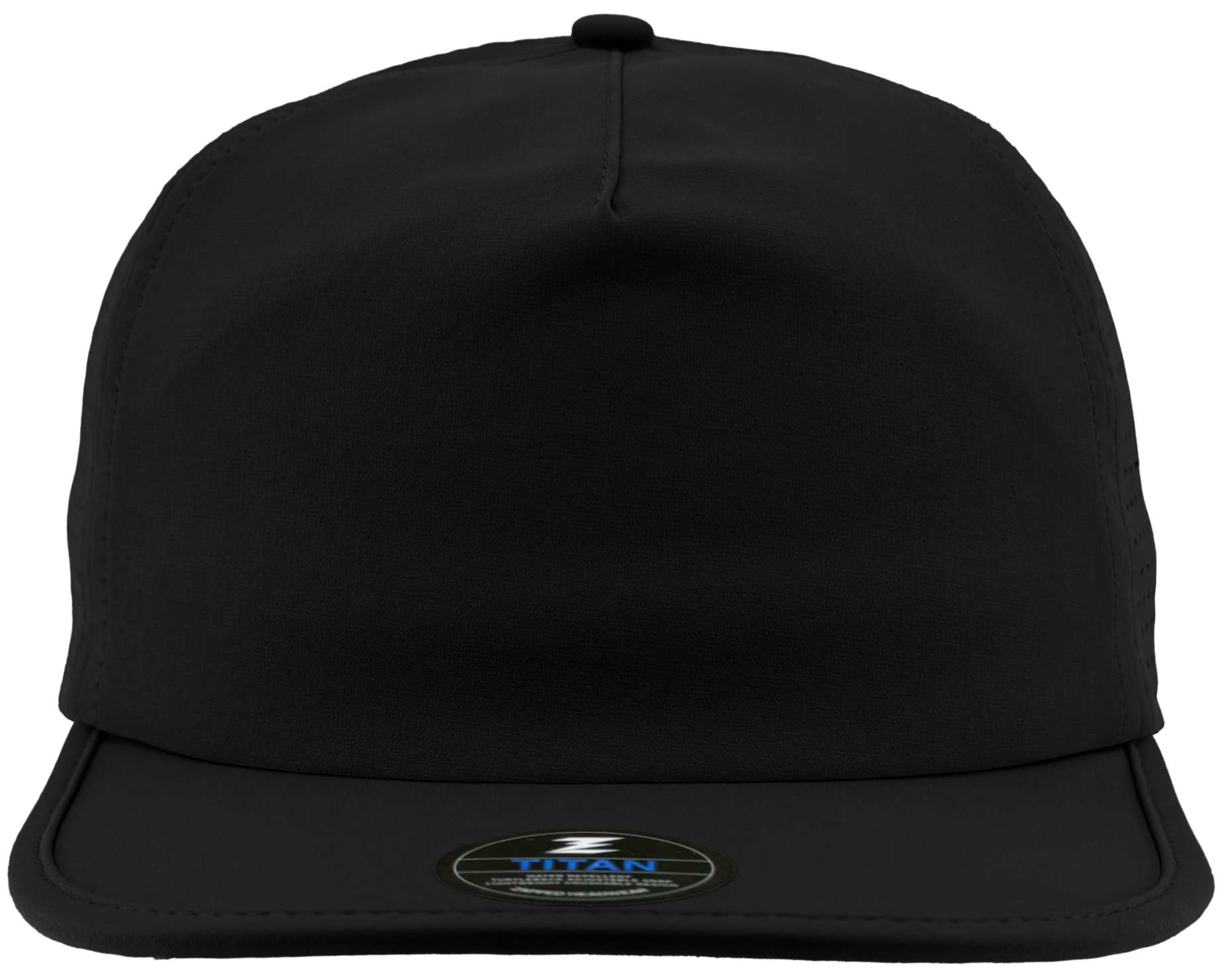 Black dad hat buckram 5 panel crushable bill