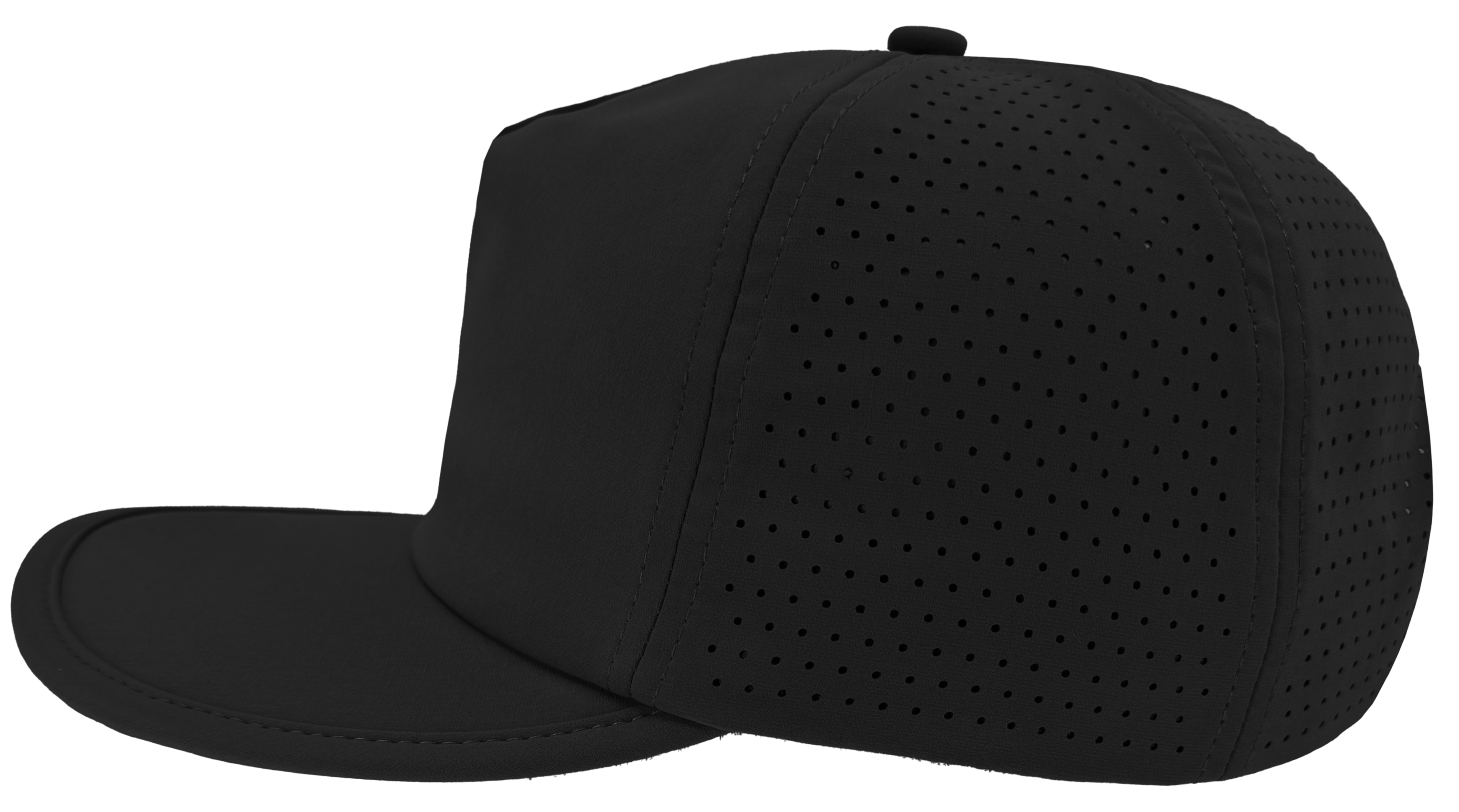 Black dad hat buckram 5 panel crushable bill