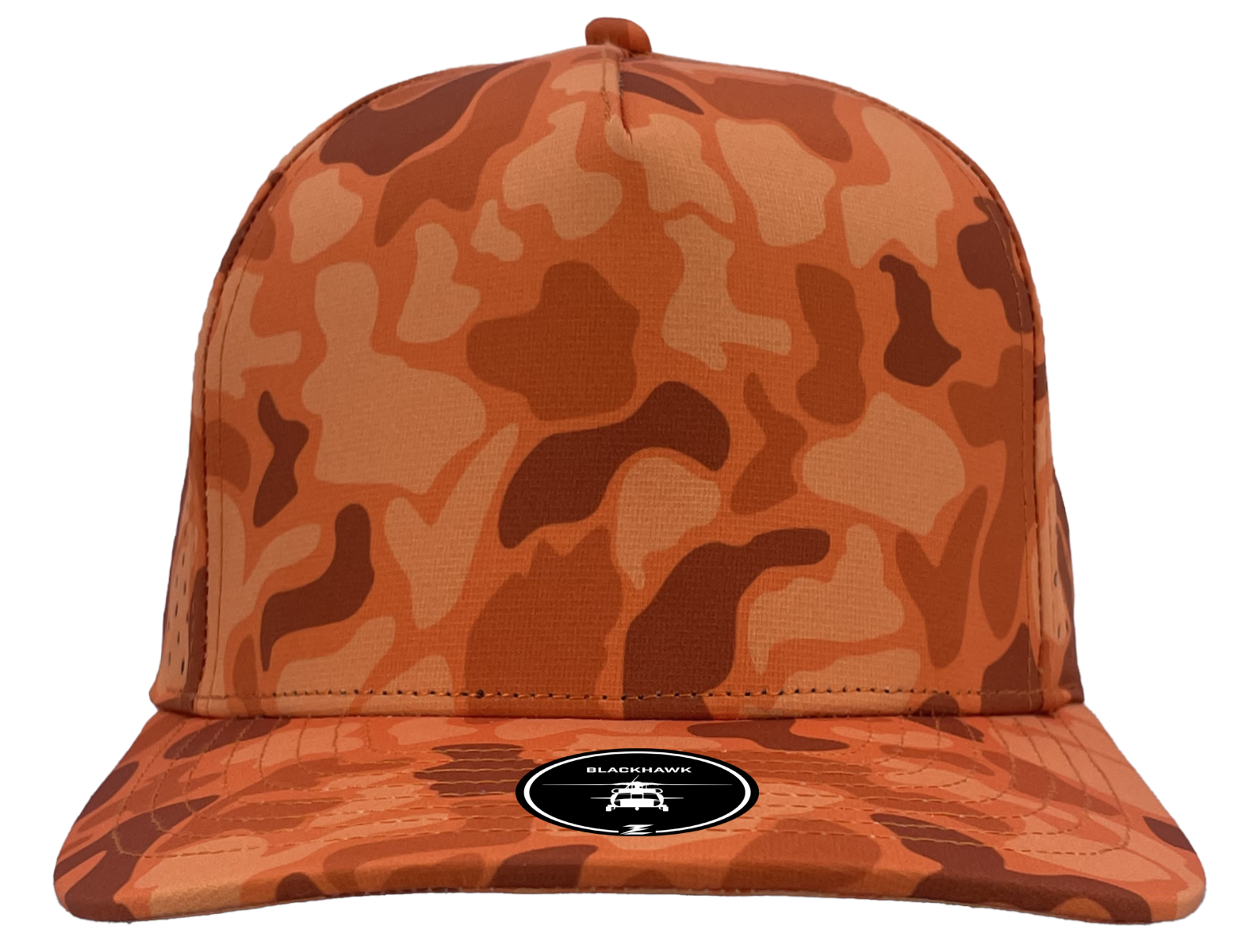 blaze orange old school camo blackhawk snapback Custom Hat front
