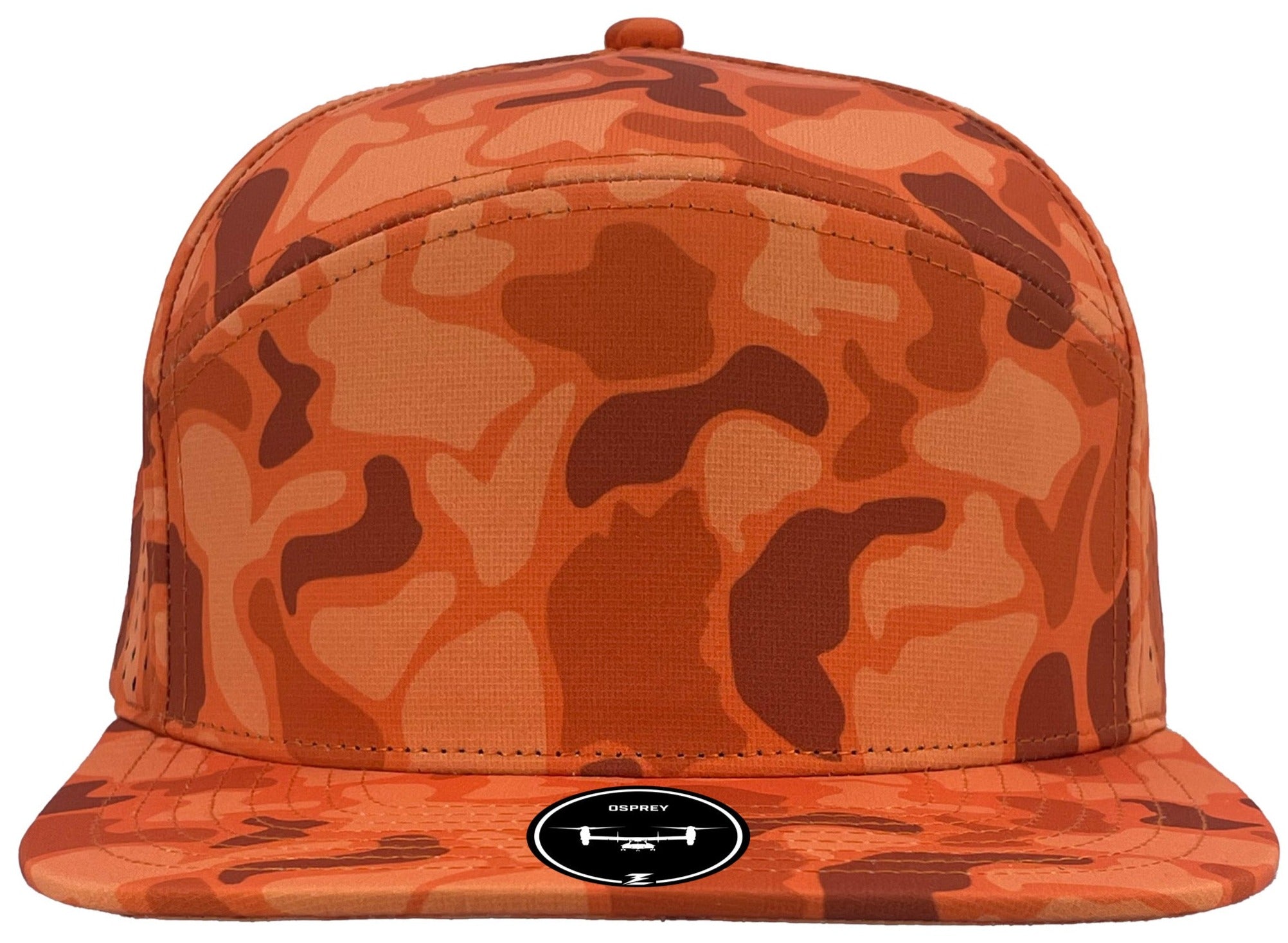 blaze orange old school camo osprey custom hat front