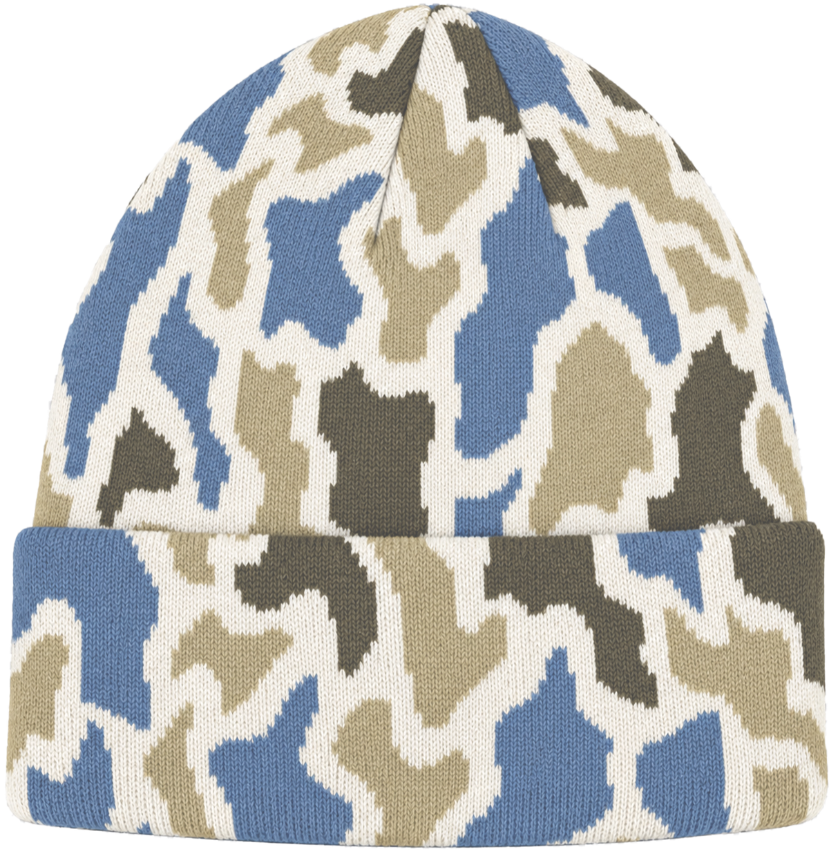 Woven camo cuff beanie blank