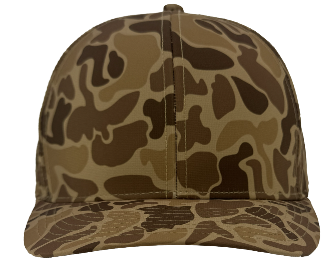 Custom hat for embroider 6 panel brown old school camo