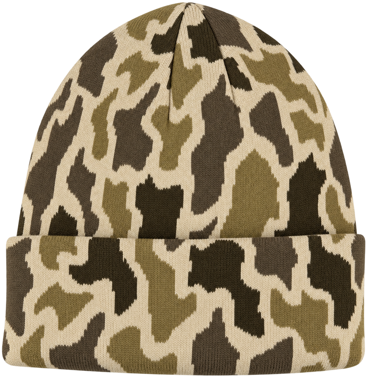Woven camo cuff beanie blank