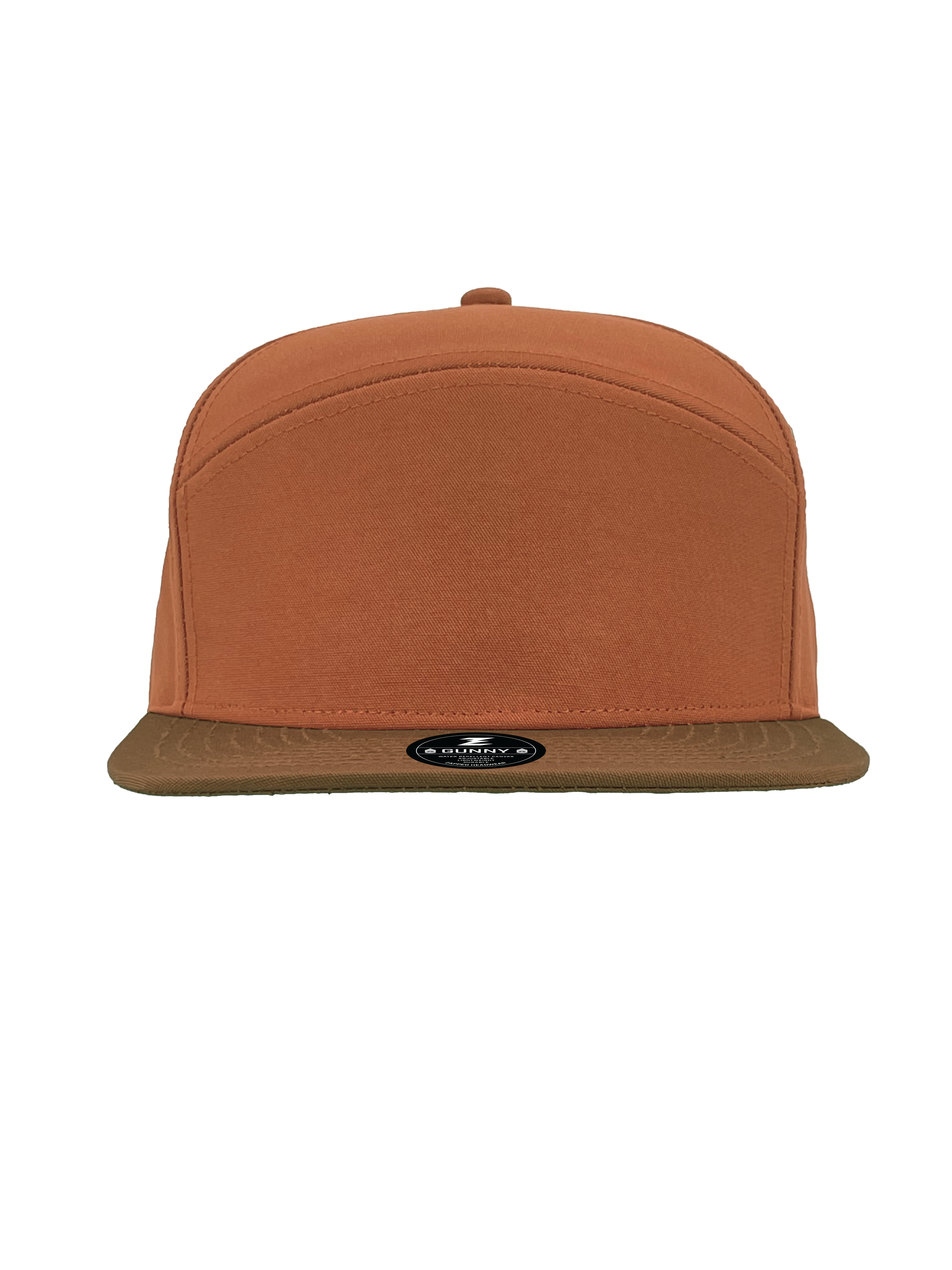 burnt orange brown brim gunny 7 panel custom hat