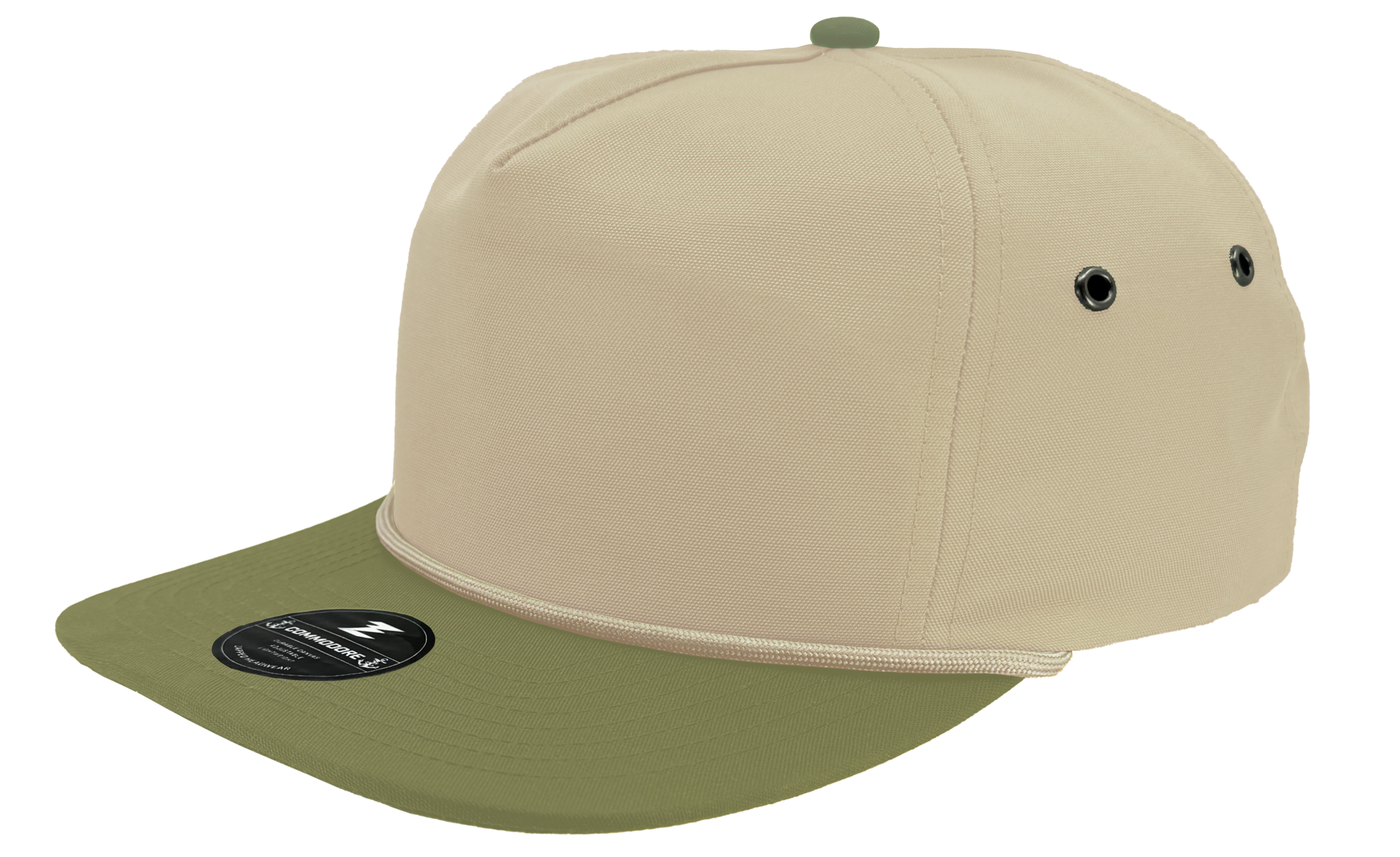 custom hat commodore 5 panel green biege