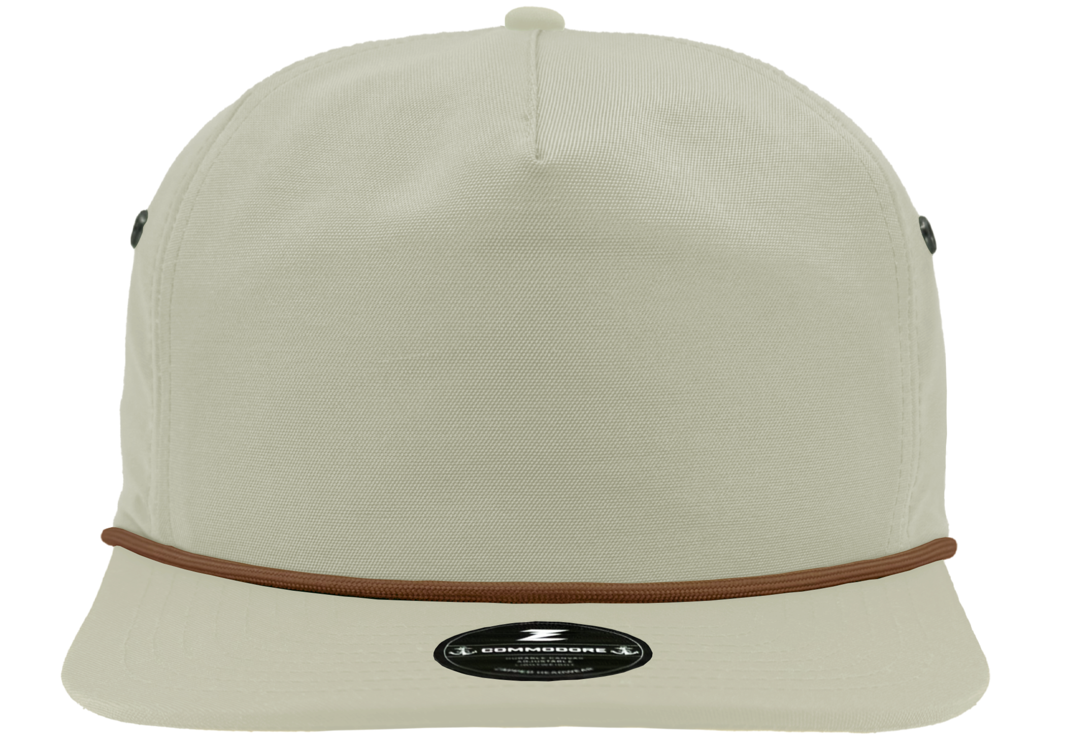 front custom hat commodore model cream brown rope