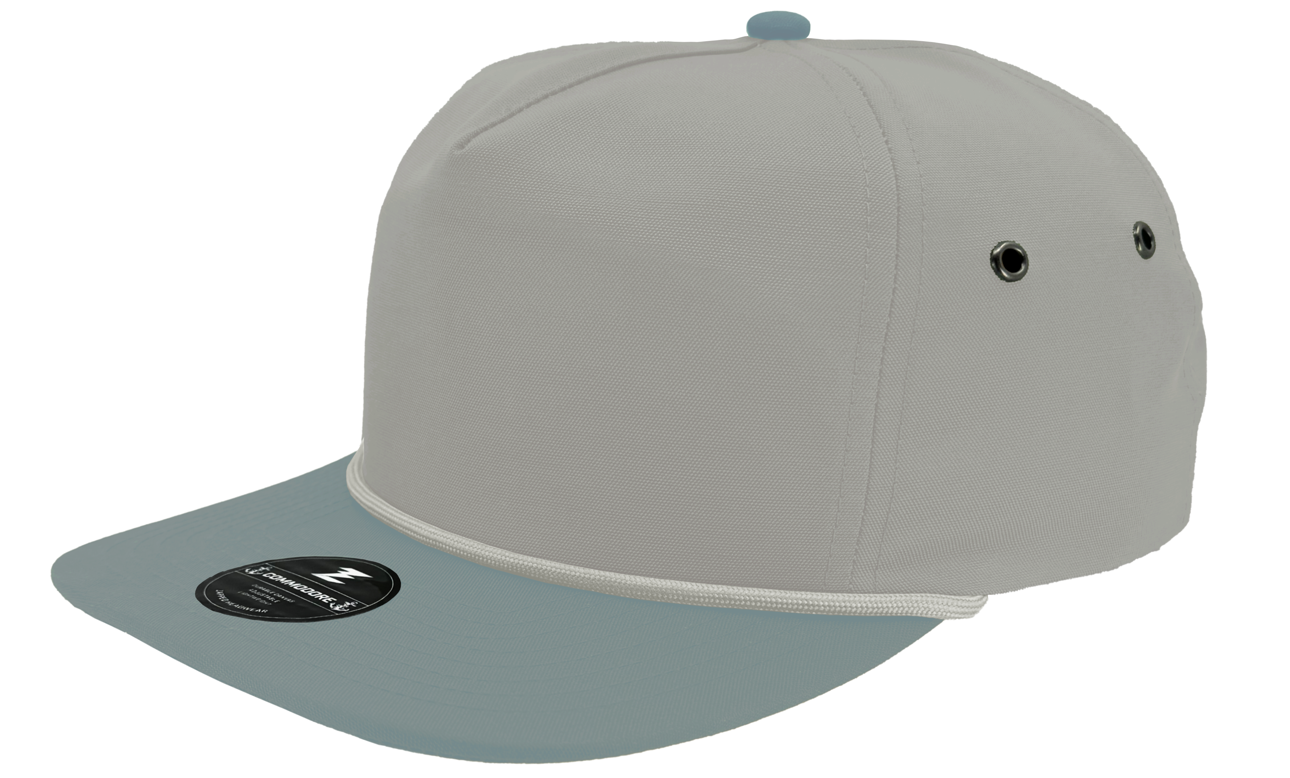 custom hat commodore 5 panel grey blue