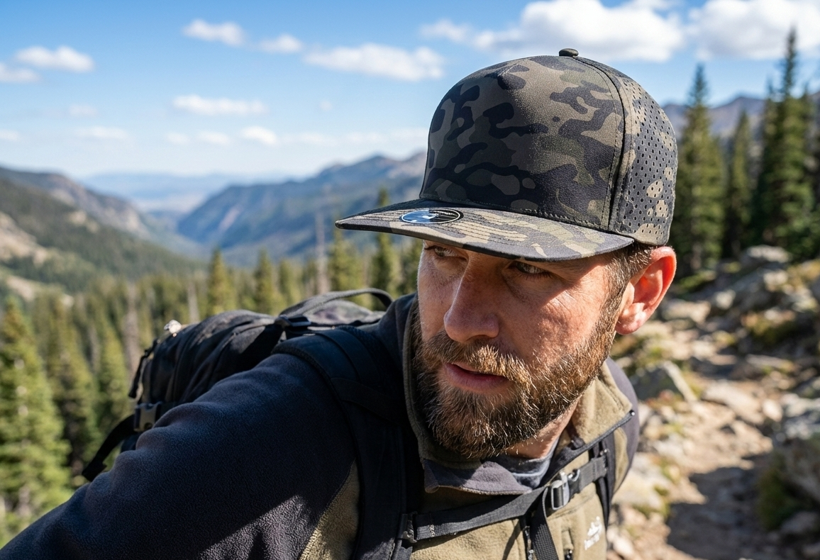 blackhawk olive camo hat hiking lifestyle photo custom hat