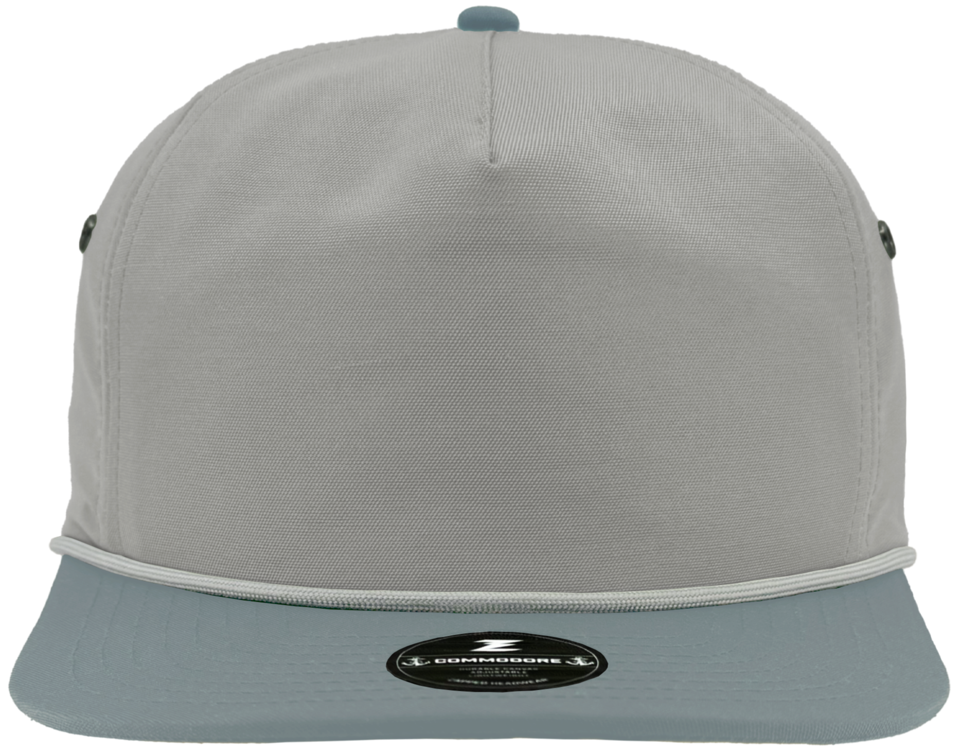 custom hat grey and blue with rope 5 panel