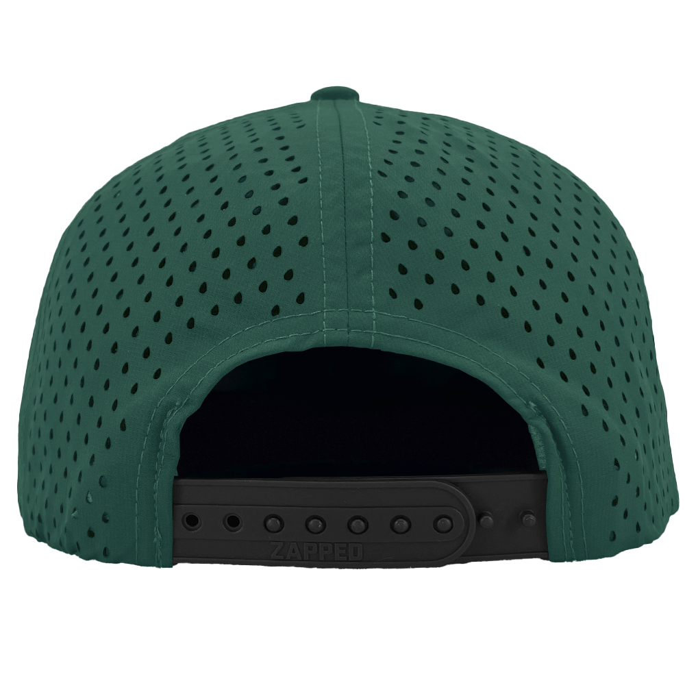 custom hat osprey steel green 7 panel flat bill back