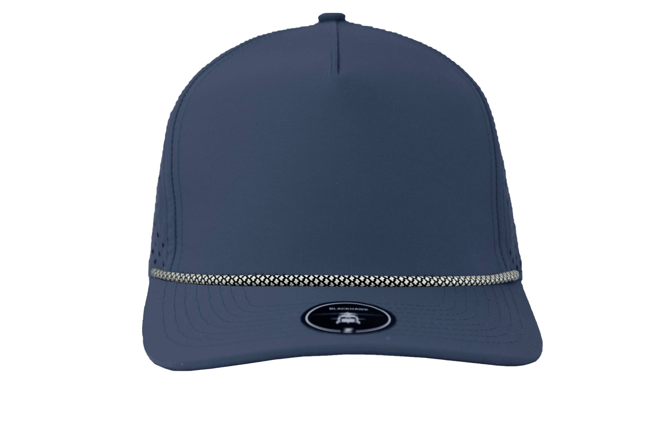 custom rope hat 5 panel navy blue black white