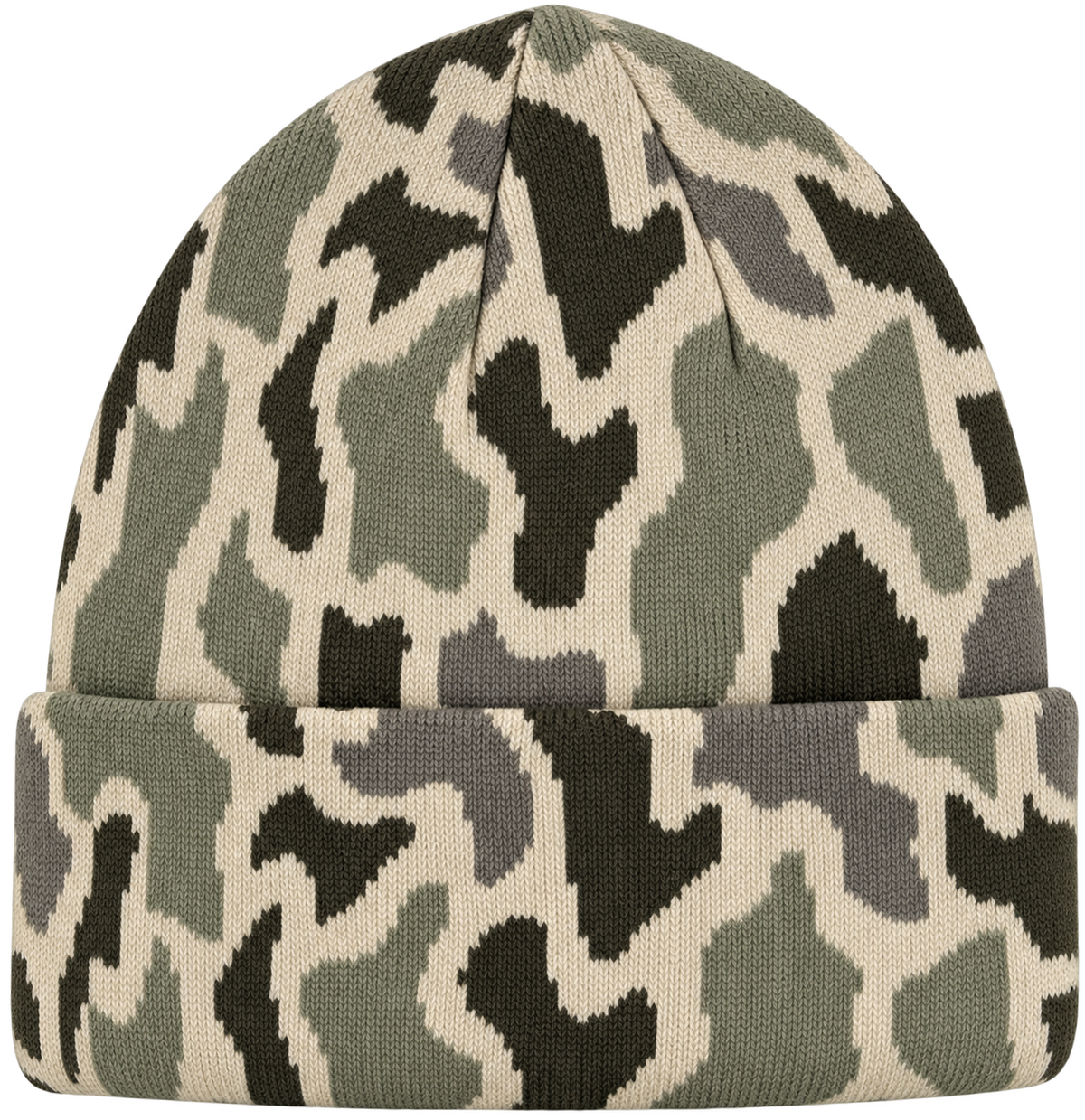 Woven camo cuff beanie blank