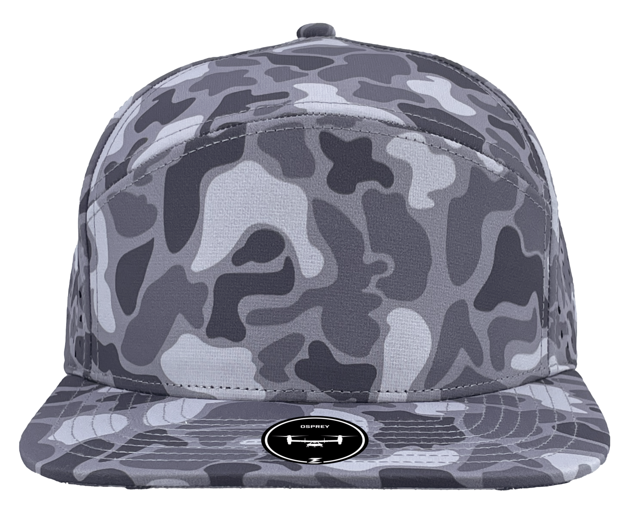 Grey old school camo osprey custom hat front