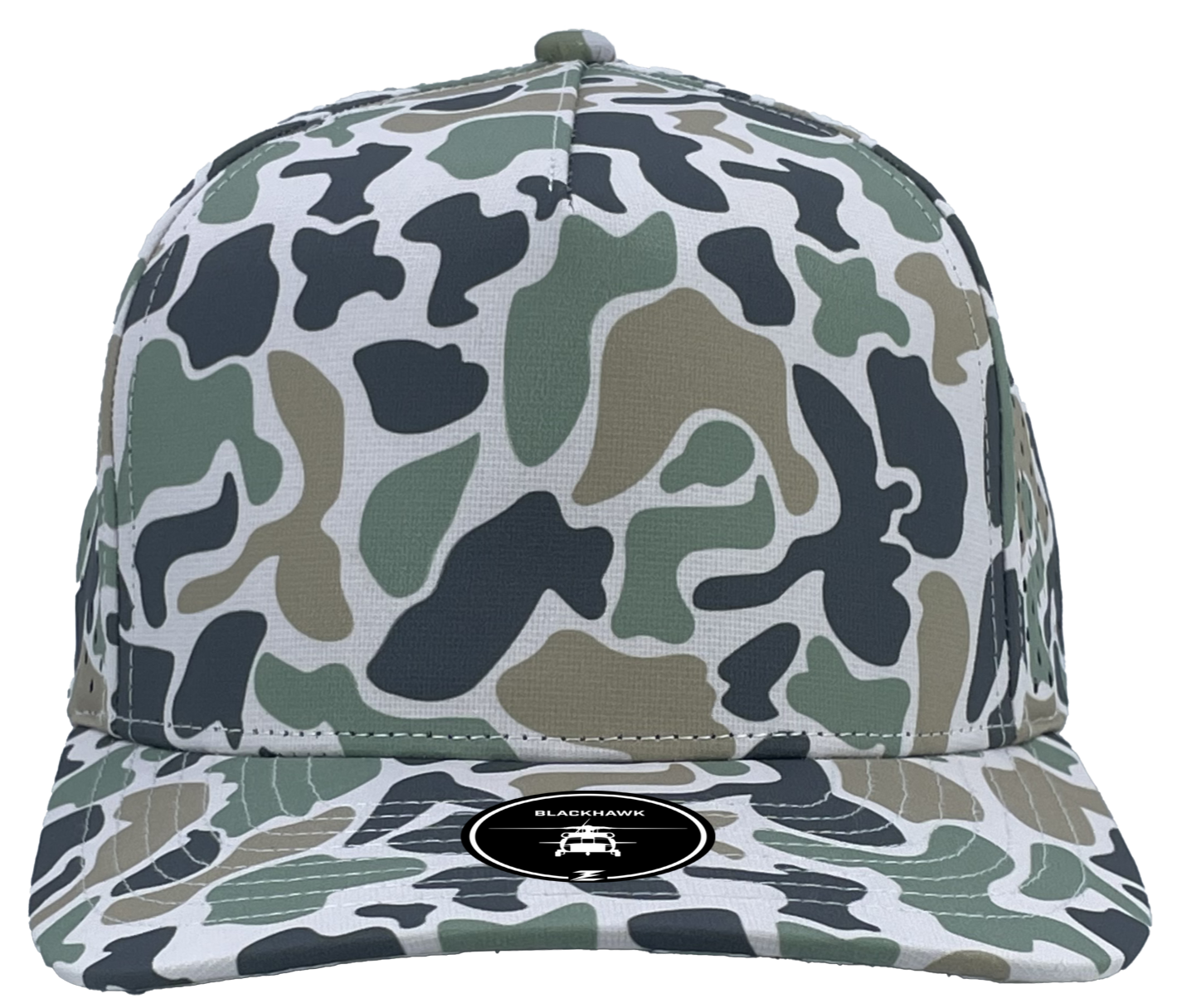 jungle old school camo blackhawk snapback custom hat front