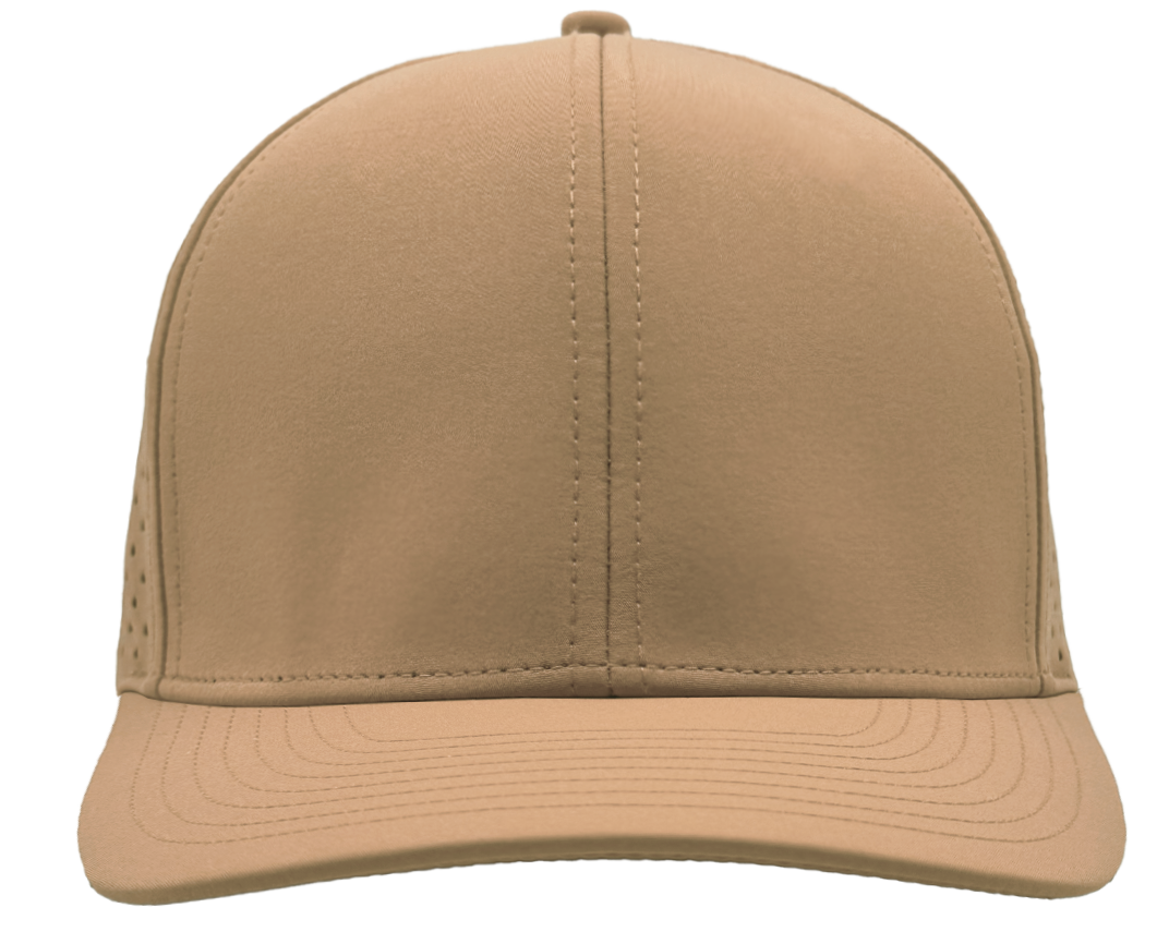 custom logo hat 6 panel khaki front view