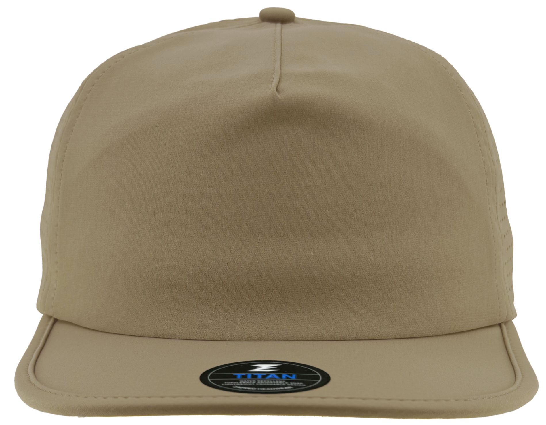 Khaki dad hat buckram 5 panel crushable bill