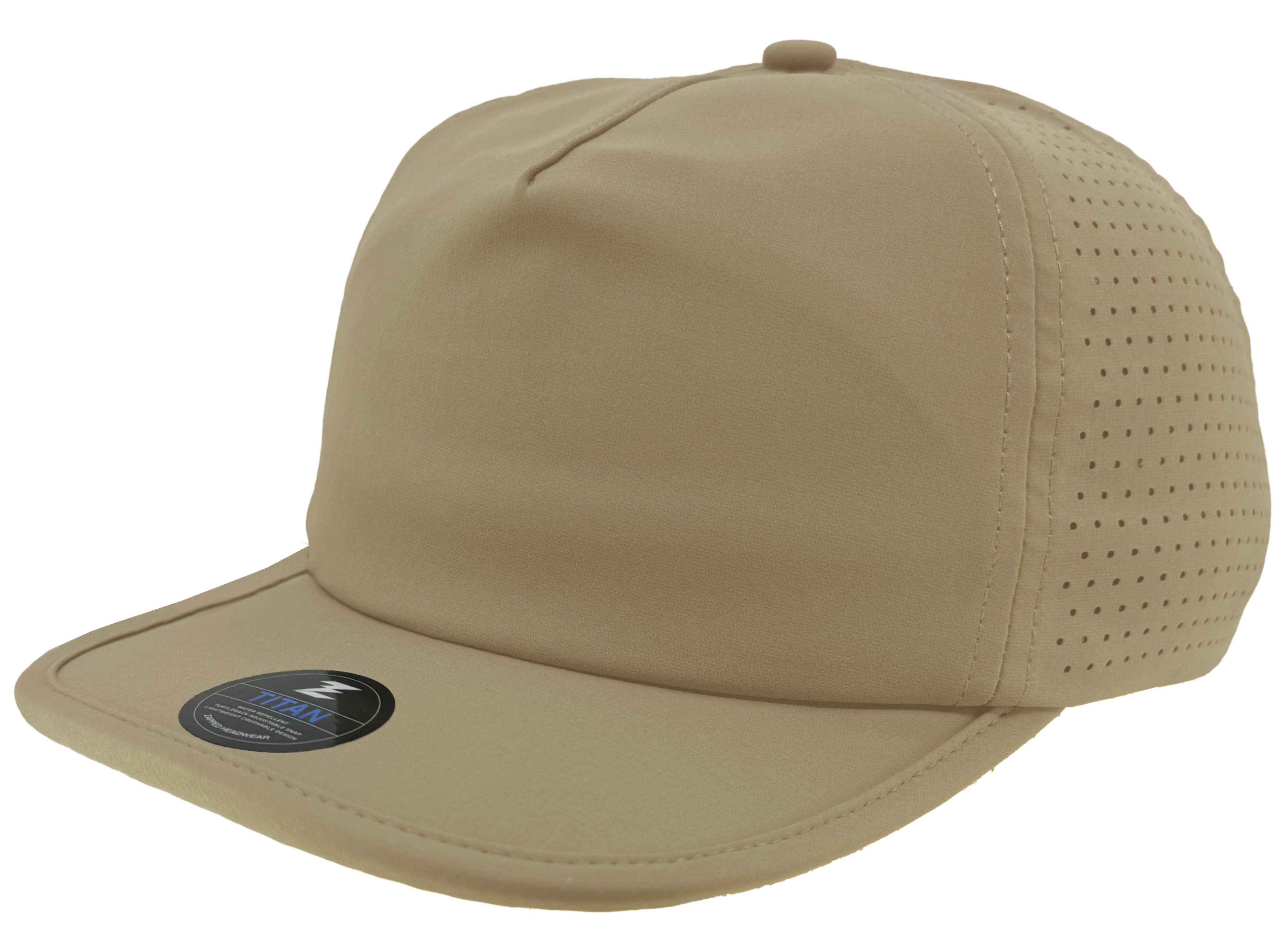 Khaki dad hat buckram 5 panel crushable bill