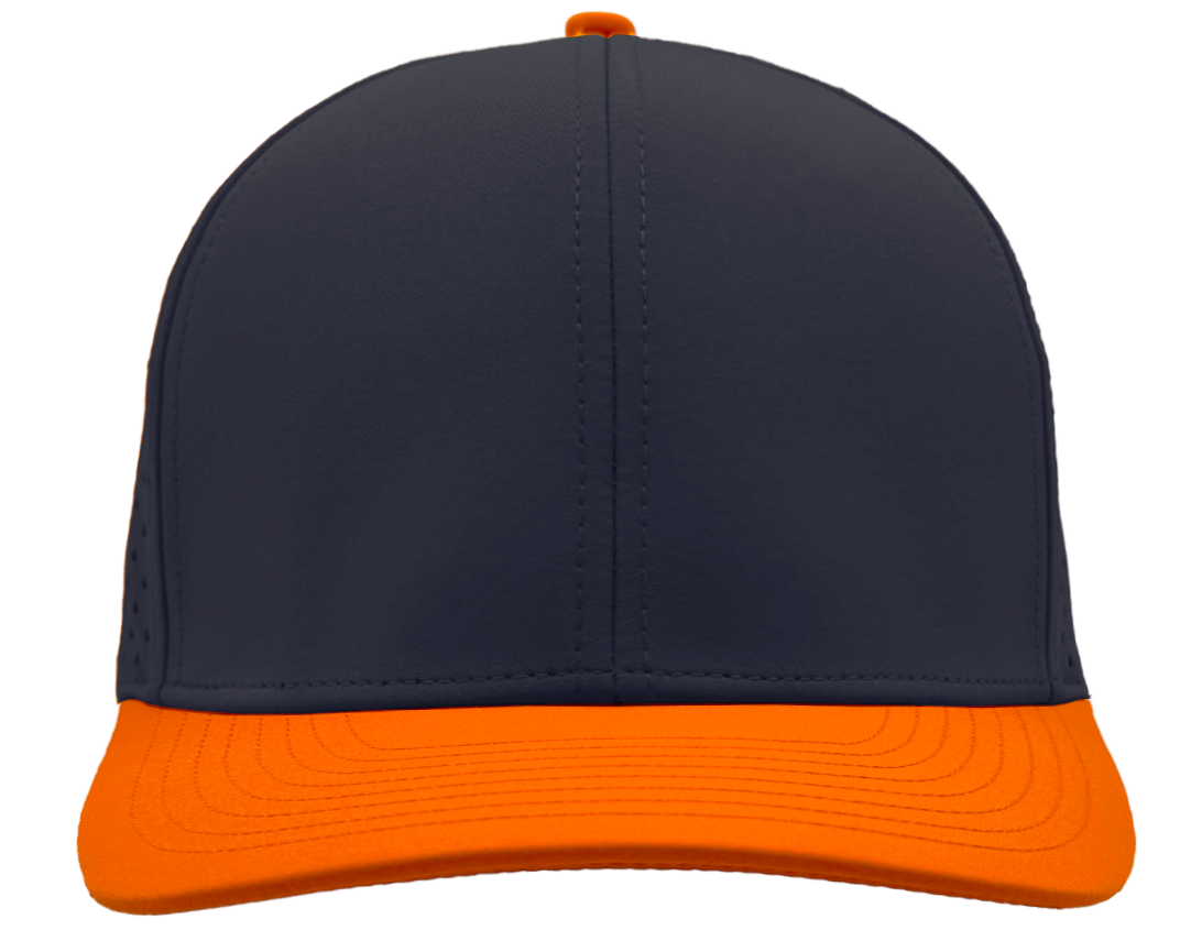 embroidered Custom Logo Hat 6 Panel navy orange