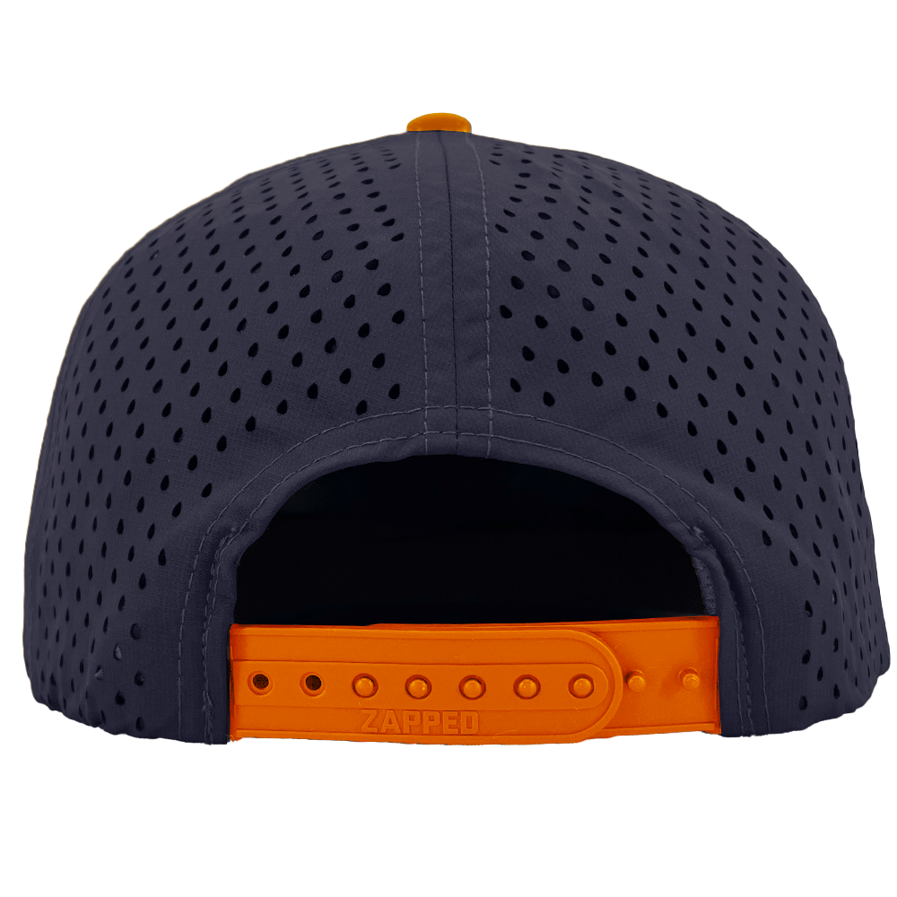 Custom hat for embroider 6 panel navy blue orange