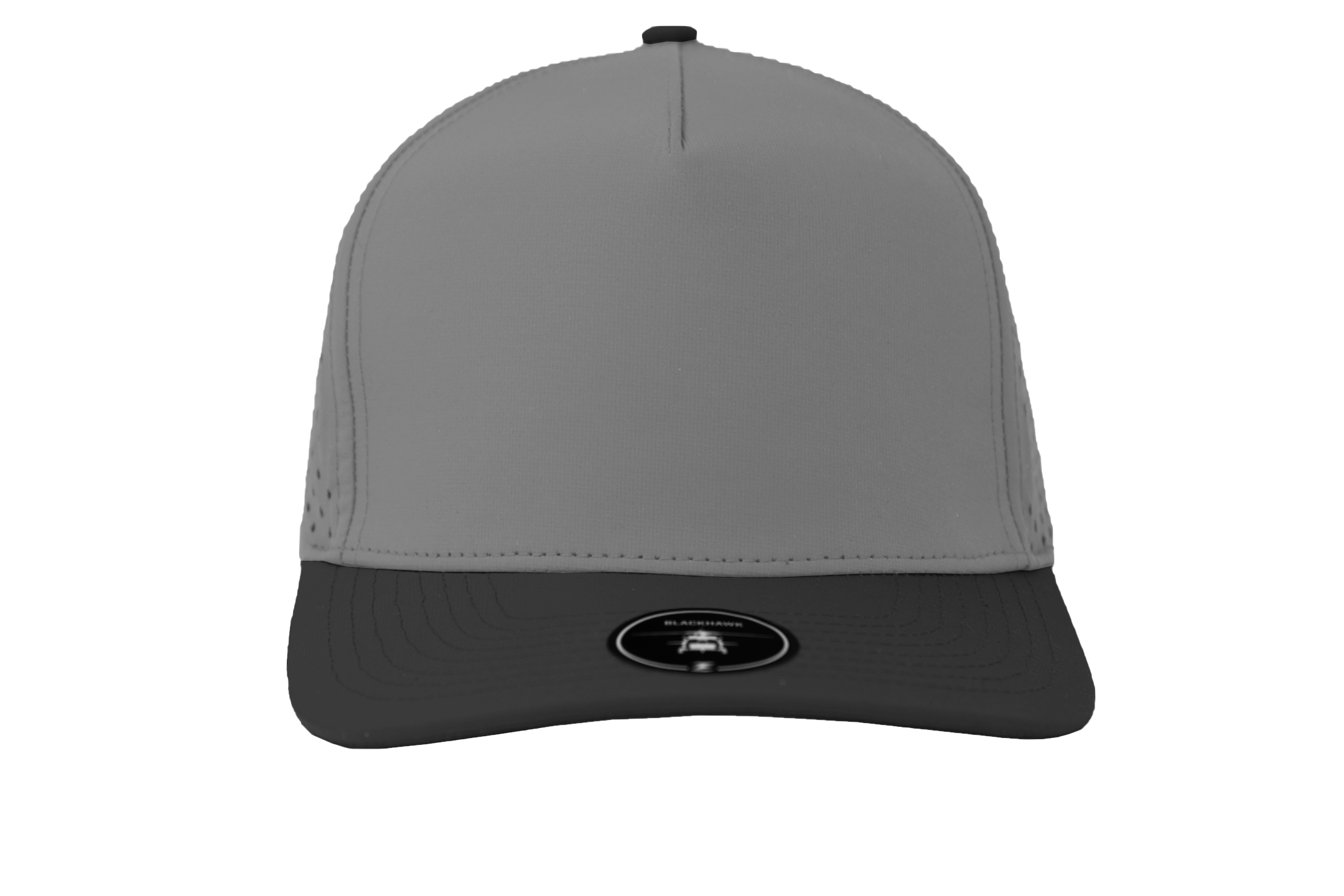 Custom Hat Blackhawk Grey Black Front View