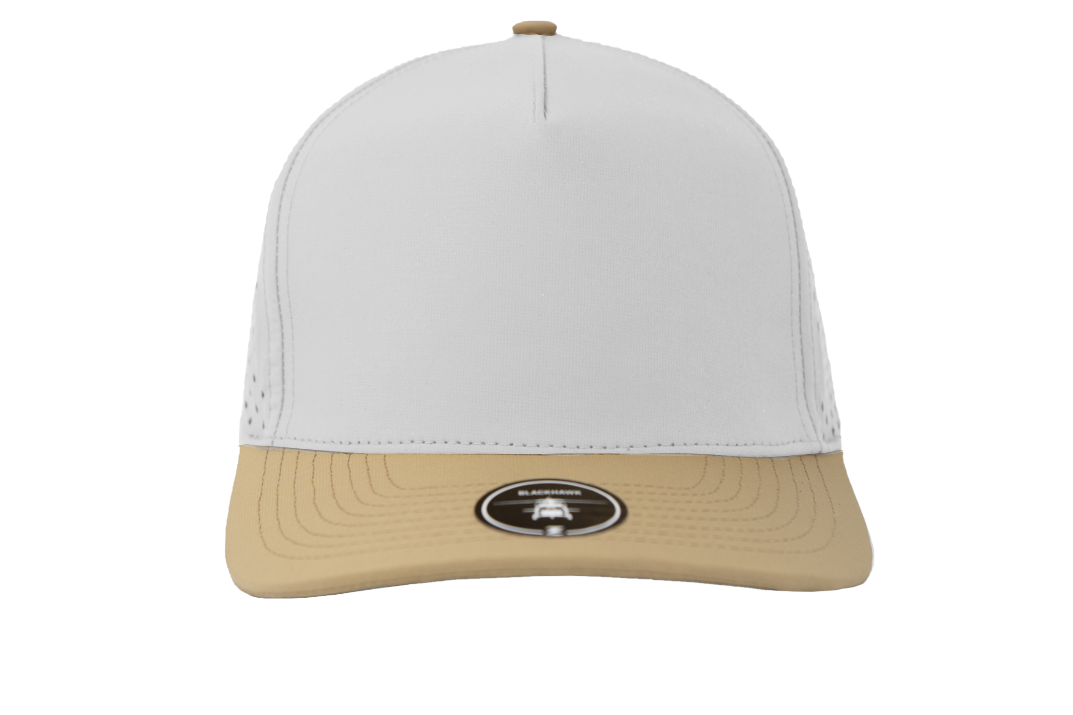 Custom Hat Blackhawk Khaki White Front View