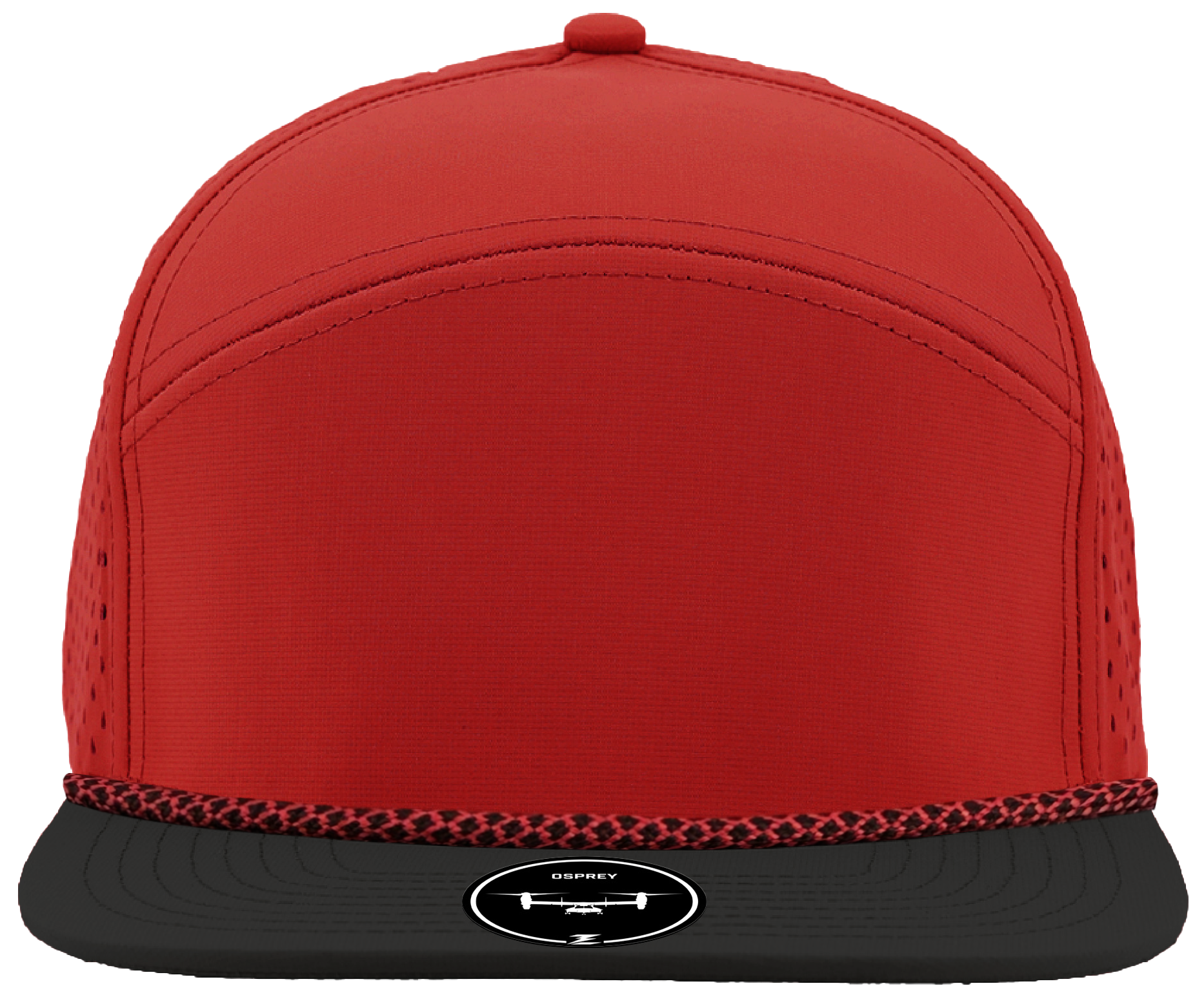 osprey r+red/black bill with red/black chainlink rope bill custom hat