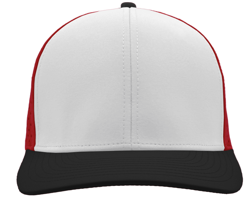 embroidered Custom Logo Hat 6 Panel red white black