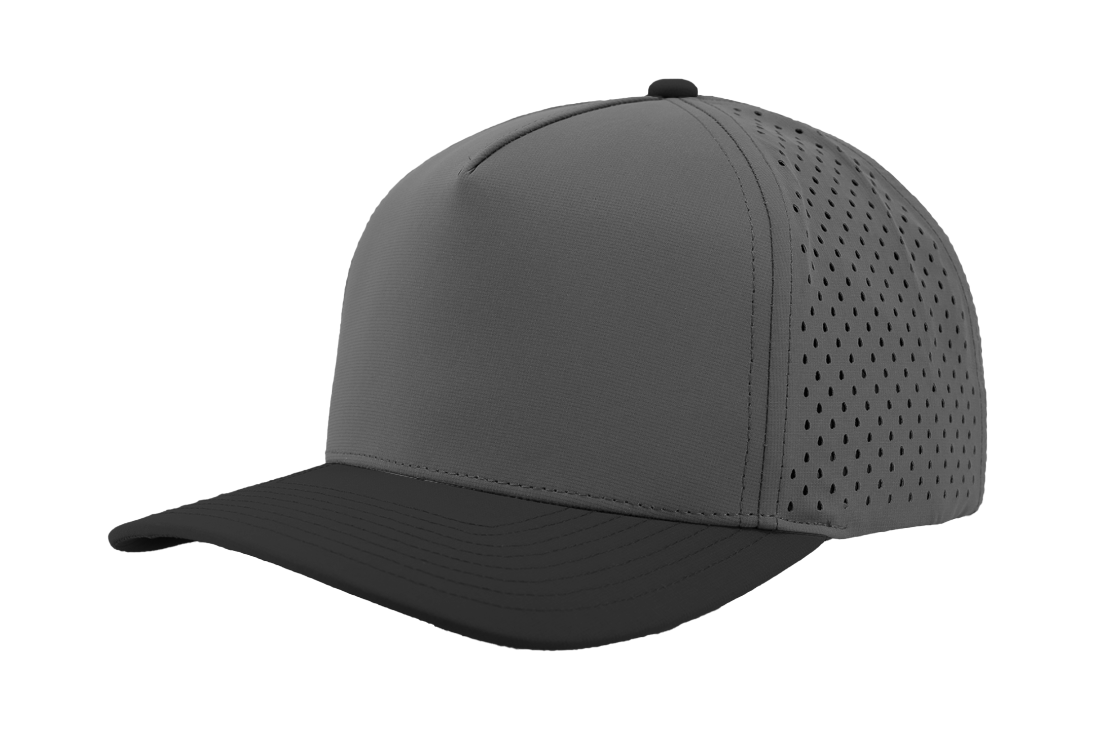 Custom Hat Blackhawk Grey Black Slant View