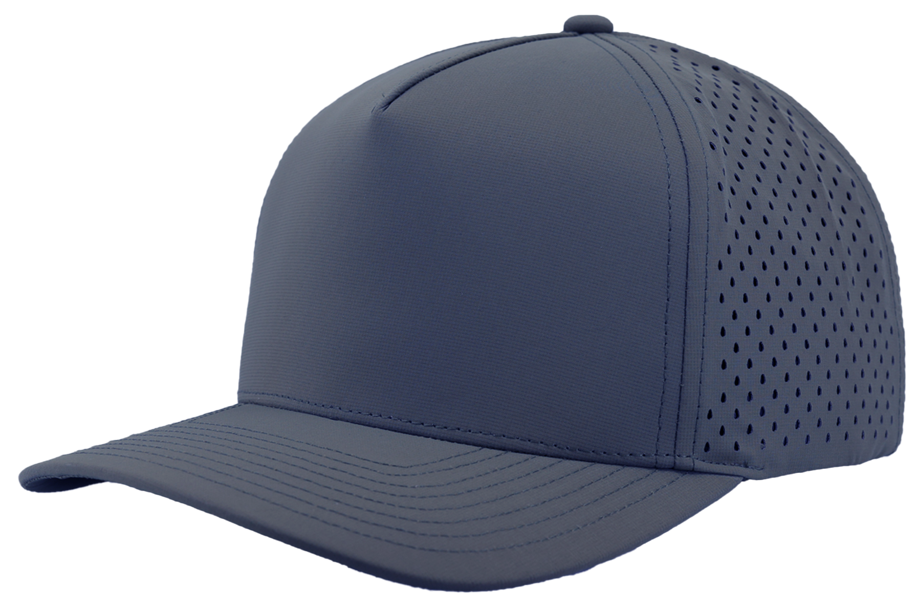 Custom Hat front side view of light navy blackhawk hat by zapped headwear