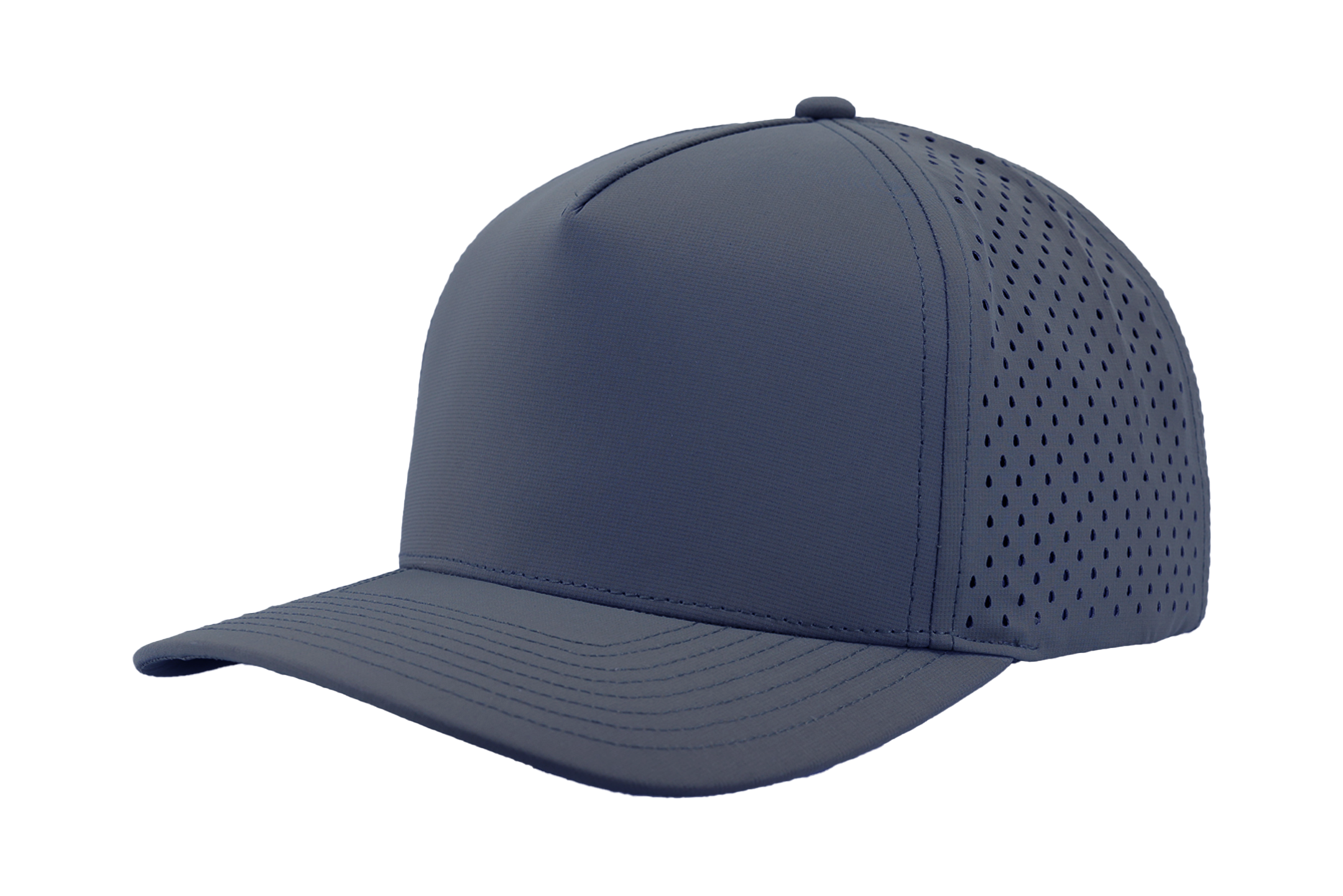 Custom Hat front side view of light navy blackhawk hat by zapped headwear