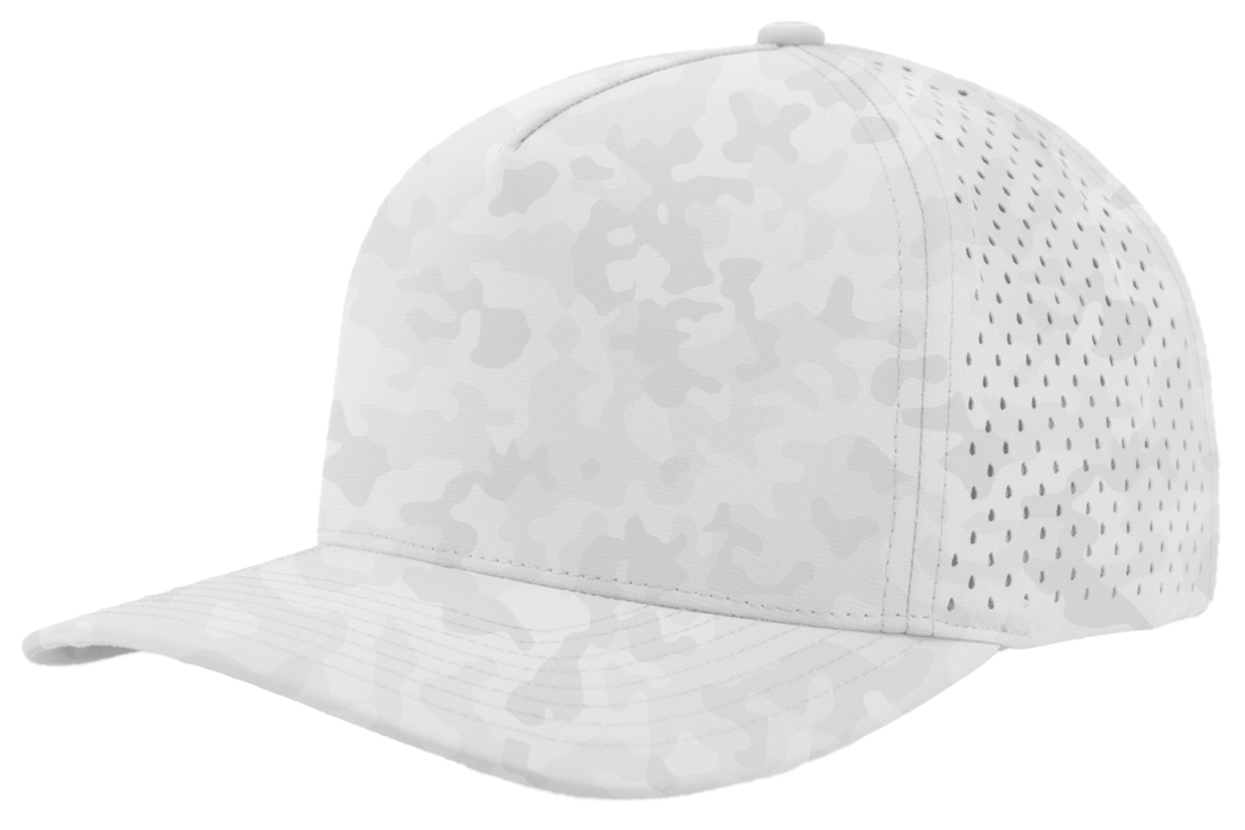 snow camo Custom Hat blackhawk front side view zapped headwear