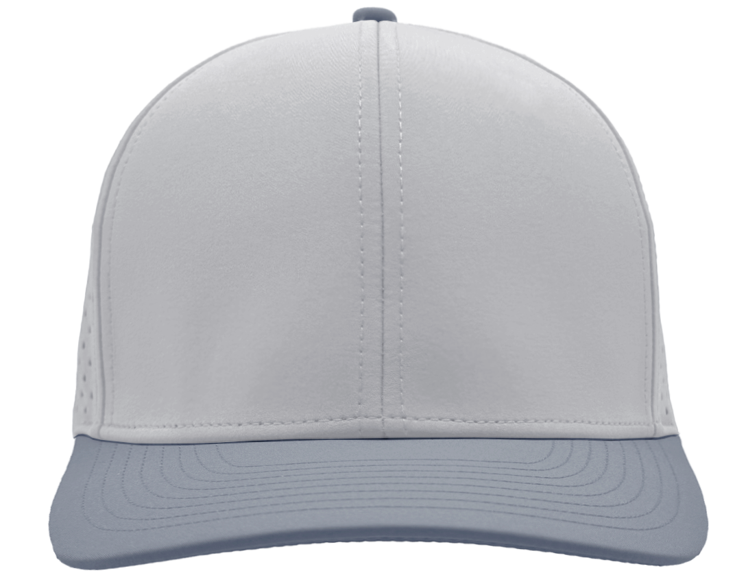 embroidered Custom Logo Hat 6 Panel silver light blue