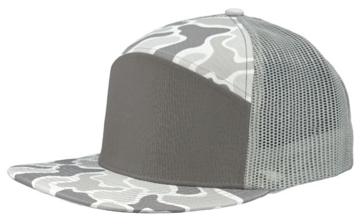 old school snow camo 7 panel cobra hat