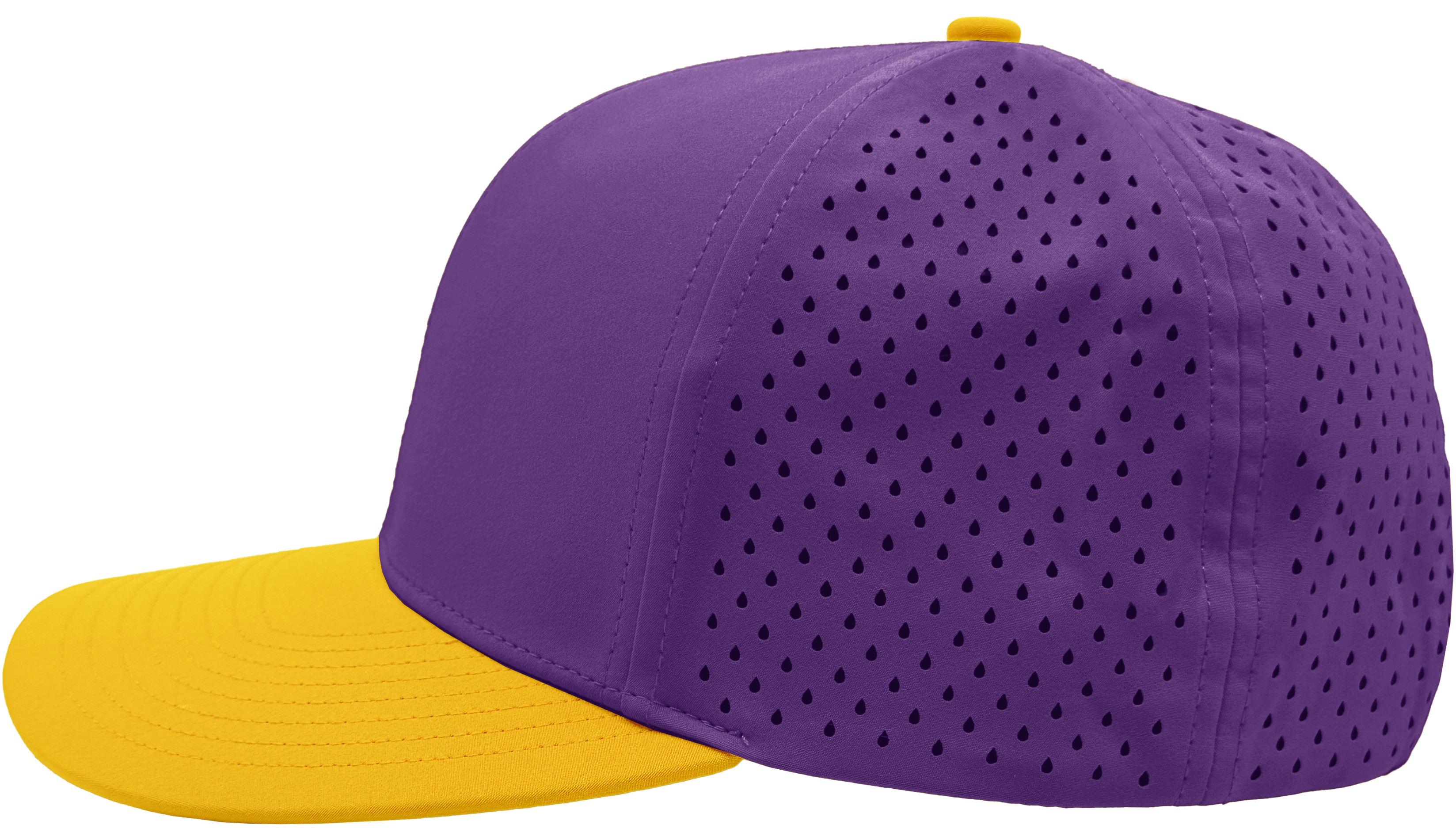 purple yellow side view custom hat 6 panel bomber model